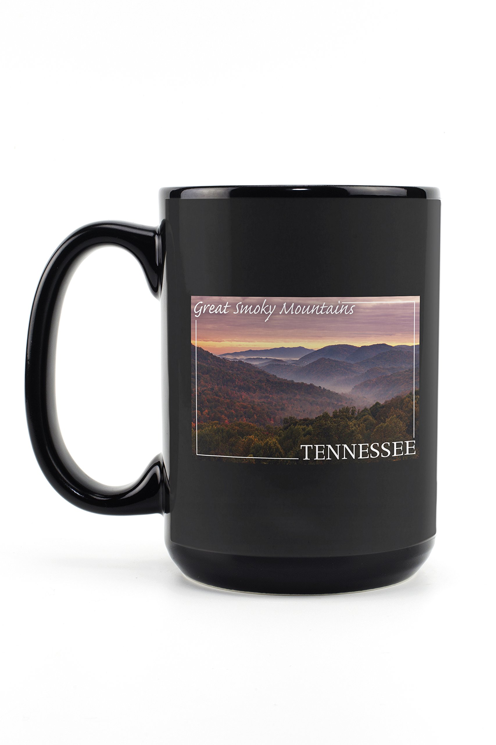 Lantern Press Great Smoky Mountains Tennessee Sunset Mug - 15oz Black Ceramic Coffee & Tea Cup - Dishwasher & Microwave Safe - Perfect for Camping, Home & Office Use