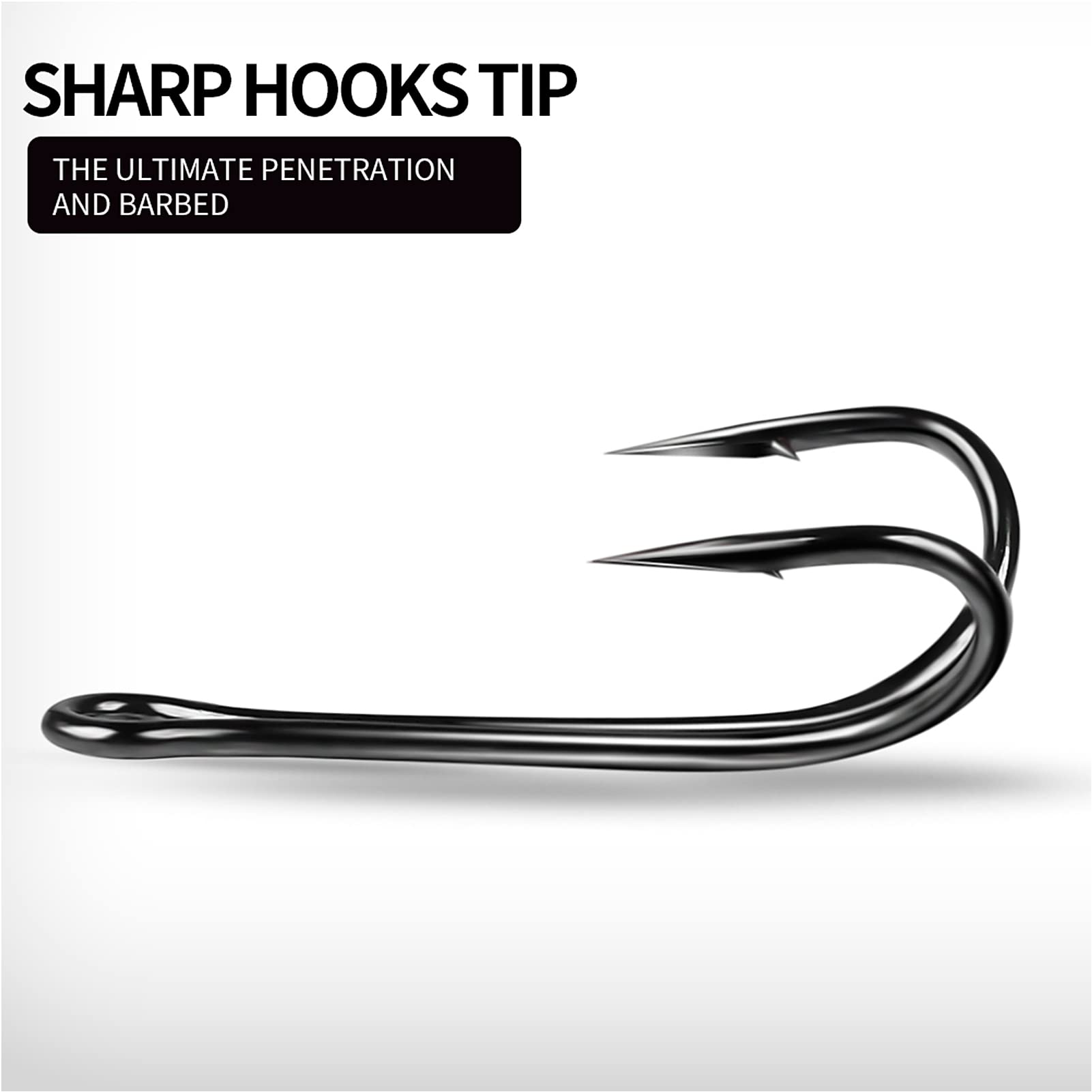 Ubersweet® 50 Pack Fishing Hooks - Long Handle Double Hook Kit for Saltwater & Freshwater Fishing - Ideal for Frog Lures, Bass, Trout, and More | Great for Shore Fishing, Boat Fishing, and Ice Fishing