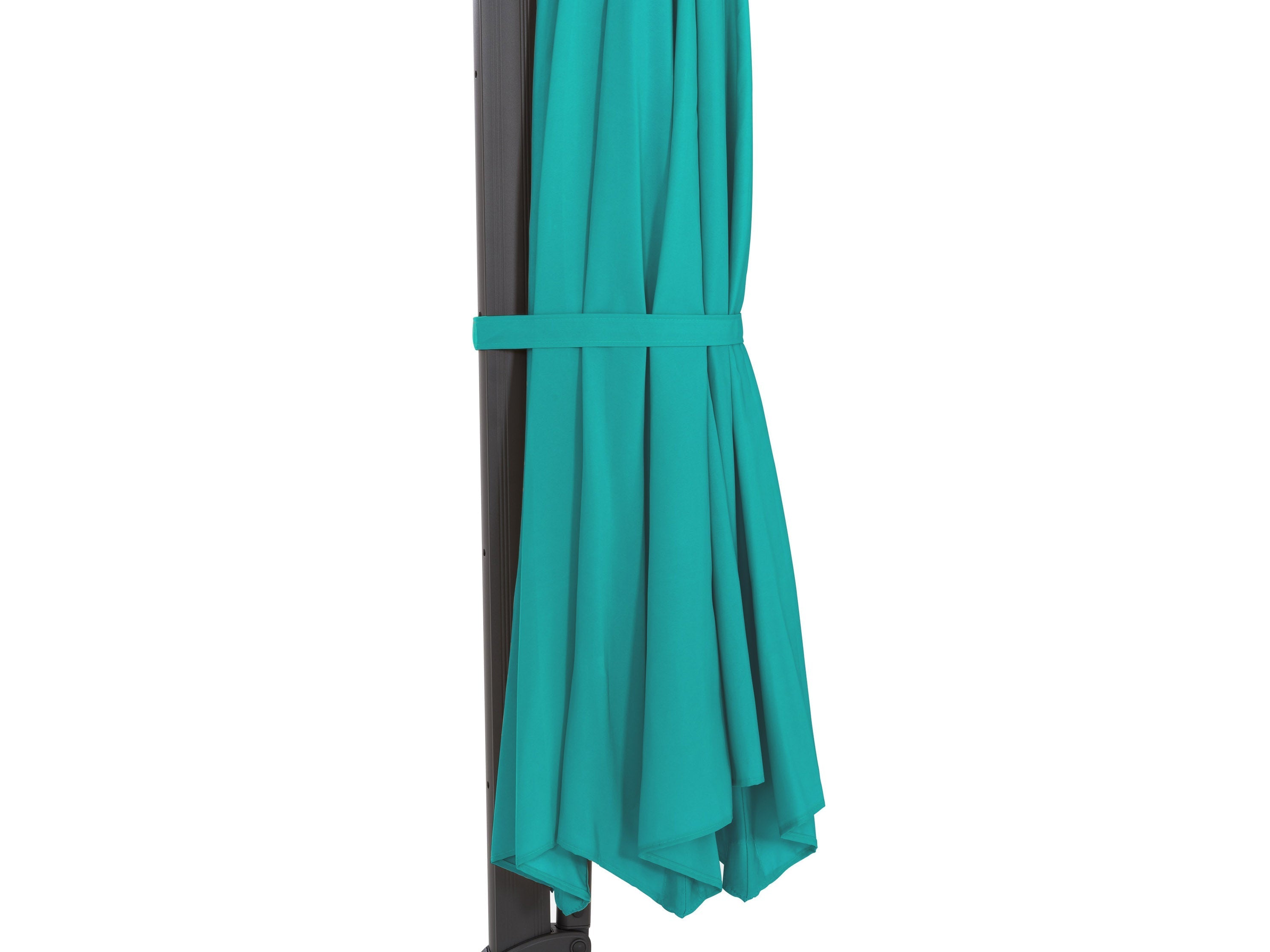 11.5ft Deluxe Offset Patio Umbrella in Turquoise - Outdoor Cantilever Sun Shade for Poolside, Garden, and Backyard Relaxation