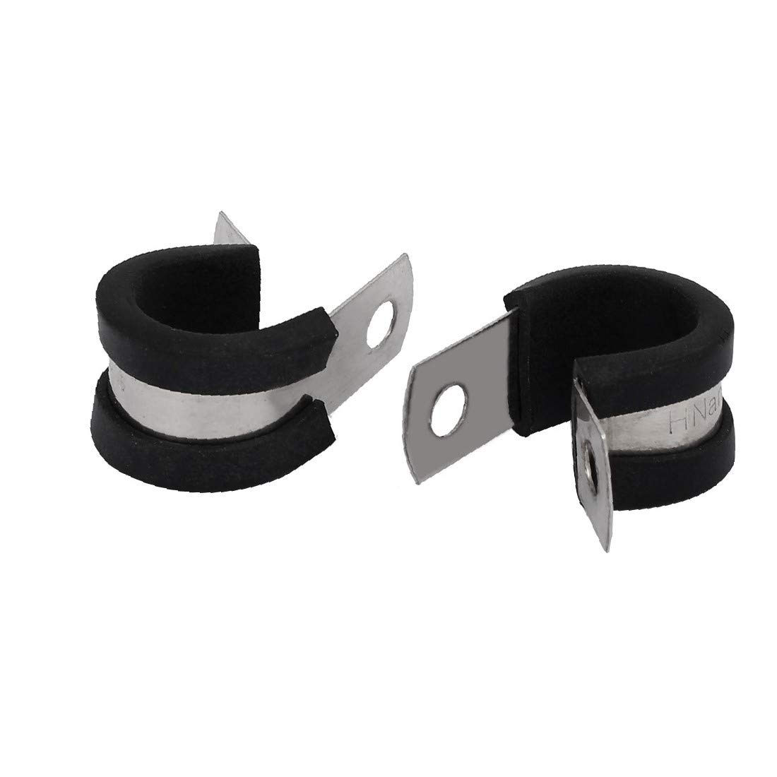 X-DREE 15mm Diameter EPDM Rubber Lined P Clips - Heavy Duty Cable Hose Pipe Clamps Holder (2 Pack) - Perfect for Automotive Wiring, Marine Applications & Industrial Pipe Management