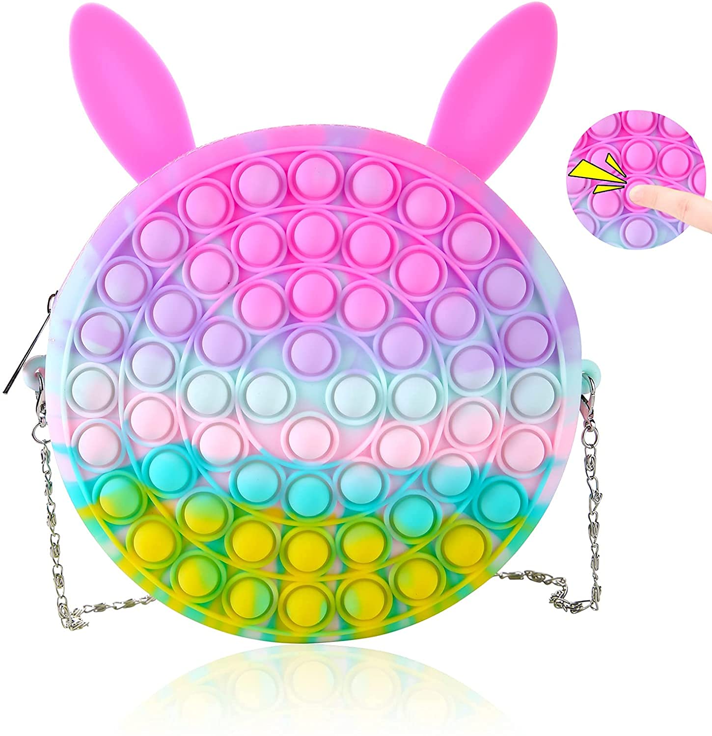 Dubbleqi Pop It Purse - Silicone Bubble Fidget Shoulder Bag for Girls, Stress Relief Anxiety Toy Wallet, Cute Rabbit Design - Perfect for School, Travel & Sensory Play