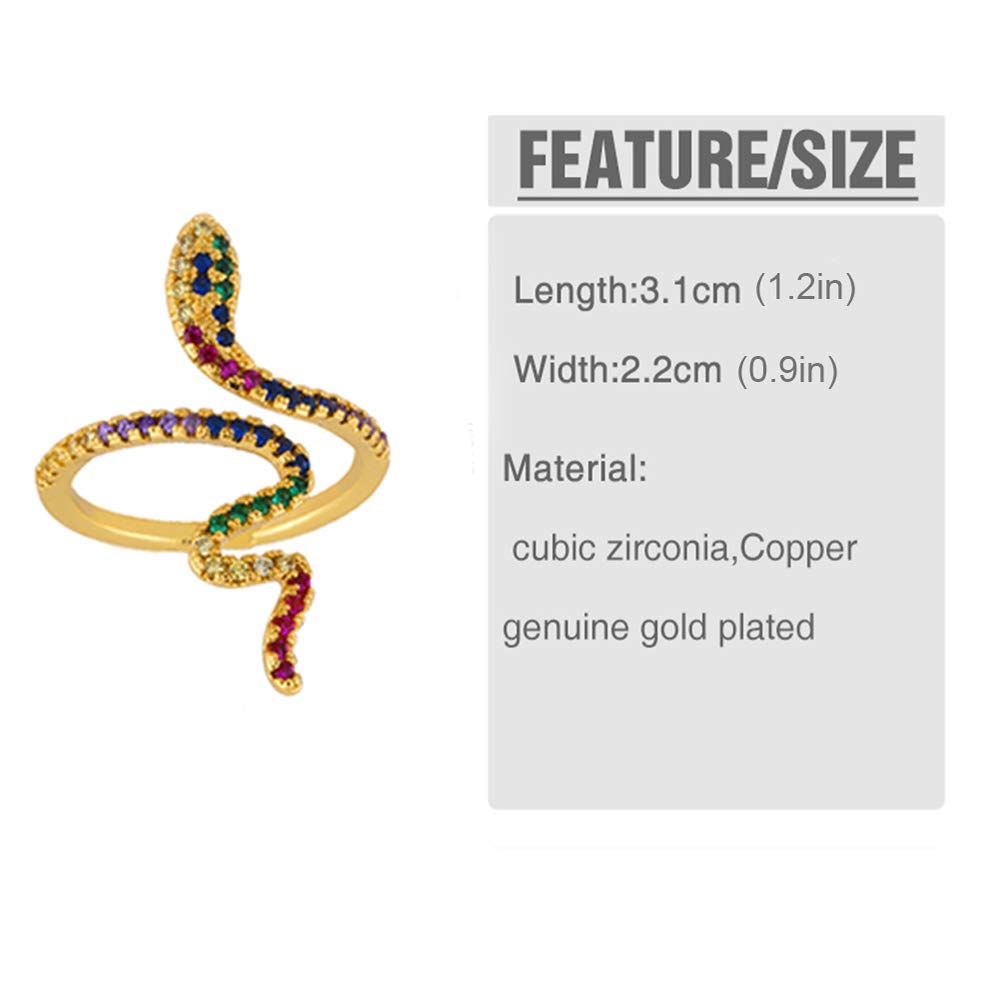 Vintage Gold-Plated Butterfly & Snake Statement Rings for Women - Adjustable Open Rings with Cubic Zirconia | Elegant Boho Jewelry for Parties, Weddings & Everyday Wear