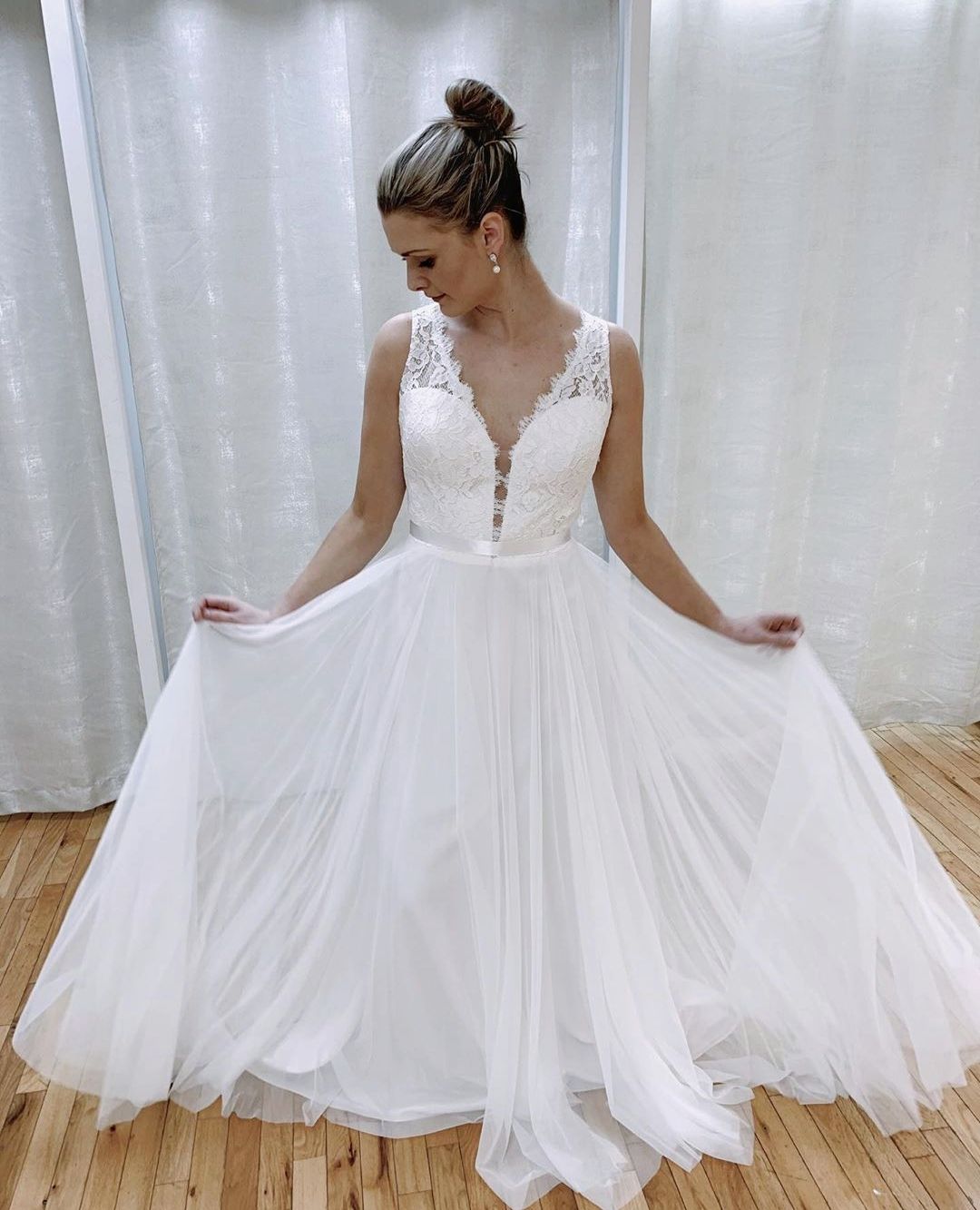 Mikaella 2193 Lace Long Sleeve A-Line Wedding Dress with Illusion Neckline - Perfect for Church, Beach, and Ballroom Weddings
