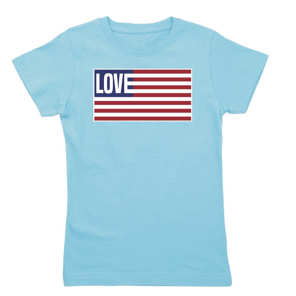 Patriotic Love America Girls Slim Fit T-Shirt | Comfortable & Stylish Casual Wear for Women | Perfect for 4th of July, Memorial Day & Everyday Outfits