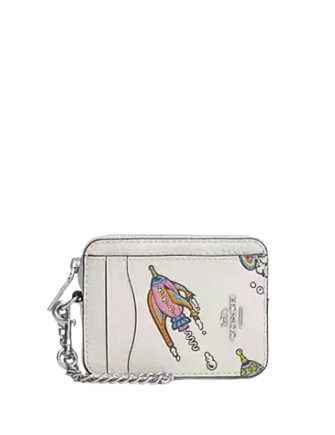 Coach Cosmic Zip Card Case with Rocket Print - Stylish & Compact Wallet for Cards, ID & Cash - Perfect for Travel, Work & Everyday Use
