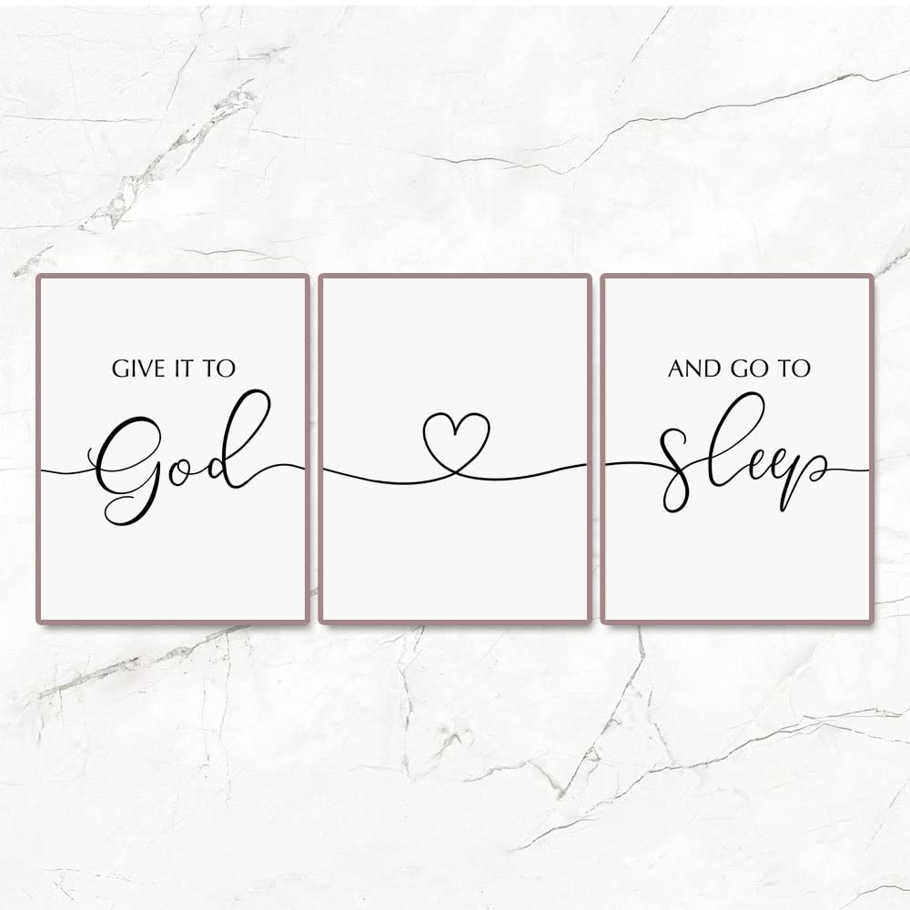 Give It To God And Go To Sleep Sign - Inspirational Wall Art for Bedroom Decor - Unframed 11x14 Inch - Perfect Above Bed Decor for Master Bedroom, Nursery or Guest Room