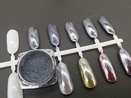 1Pcs Black Chrome Nail Powder - Shining Mirror Chrome Pigment Dust for Nail Art, Metallic Rubbing Glitter - Perfect for Salon, DIY Manicure & Special Occasion Nail Designs