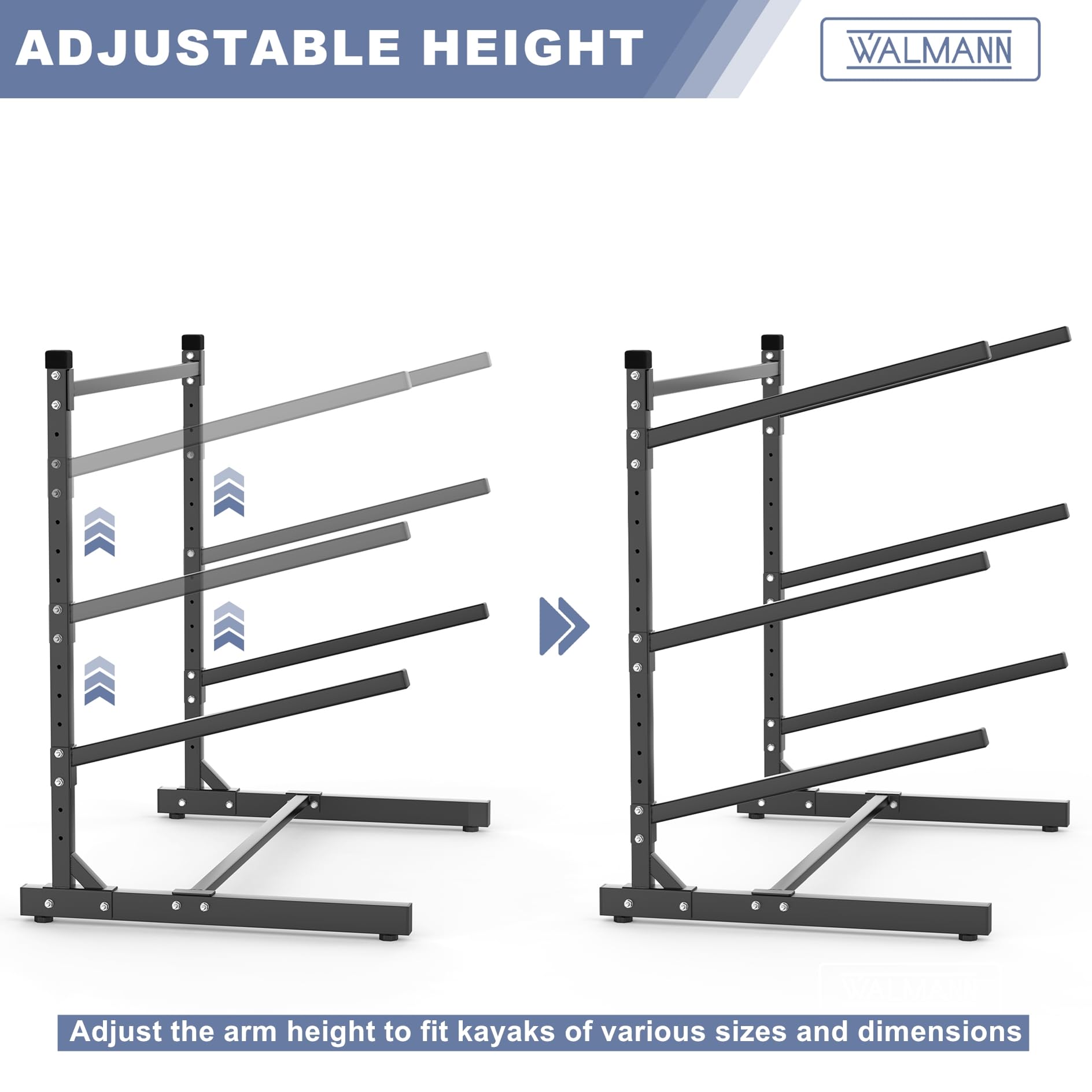 Heavy-Duty Adjustable Freestanding Kayak Storage Rack - Garage Kayak Stand for Secure Boat & Canoe Organization | Perfect for Home, Outdoor & RV Storage