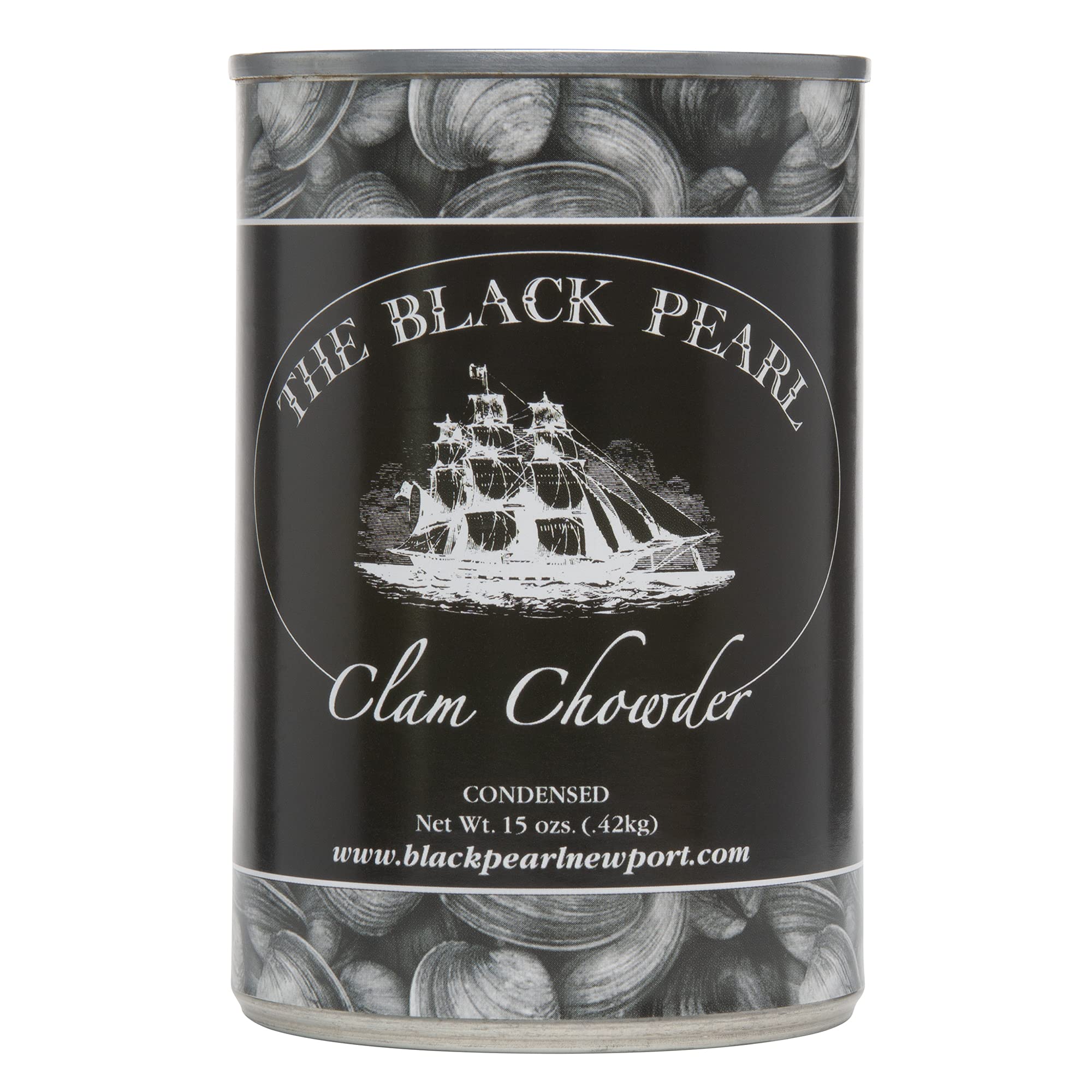Premium Black Pearl New England Clam Chowder Condensed Soup - 15oz (6 Cans) | Authentic Seafood Flavor for Quick Meals, Camping & Emergency Food Supply