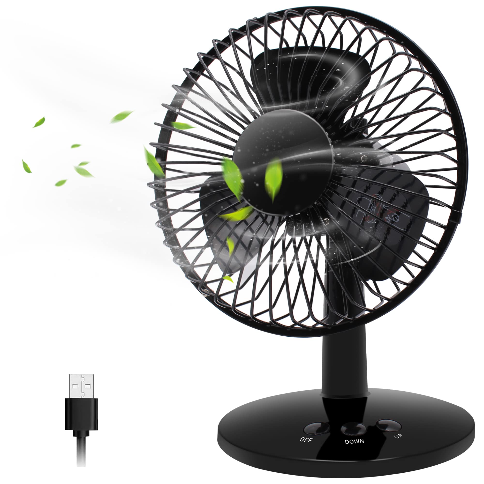CODSOK Mini USB Desk Fan - Portable Metal Cooling Fan with Strong Wind & Quiet Operation, USB Powered for Home, Office, Car, Travel & Outdoor Use (Black)
