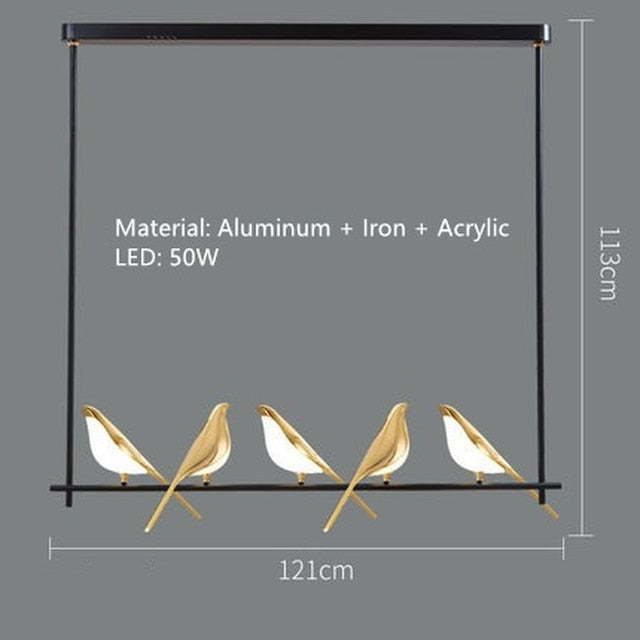 Elegant Bird Shaped Acrylic Chandelier - Modern Crystal Ceiling Light Fixture for Dining Room, Bedroom & Living Room Decor