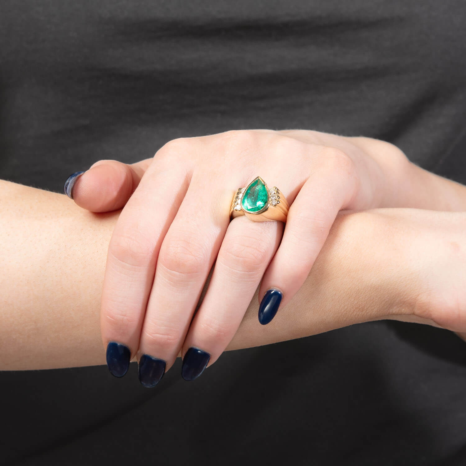Vintage 14K Gold GIA Certified Emerald and Diamond Ring - 4 Carat Total Weight | Elegant Jewelry for Weddings, Anniversaries & Special Occasions