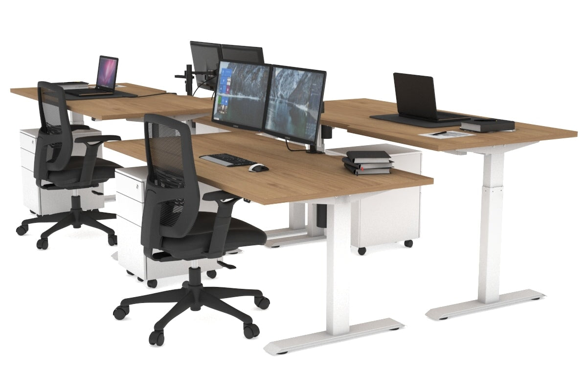 Just Right Height Adjustable 4-Person Workbench | 1400L x 800W Office Desk with Cable Management | Perfect for Team Collaboration & Computer Workstations