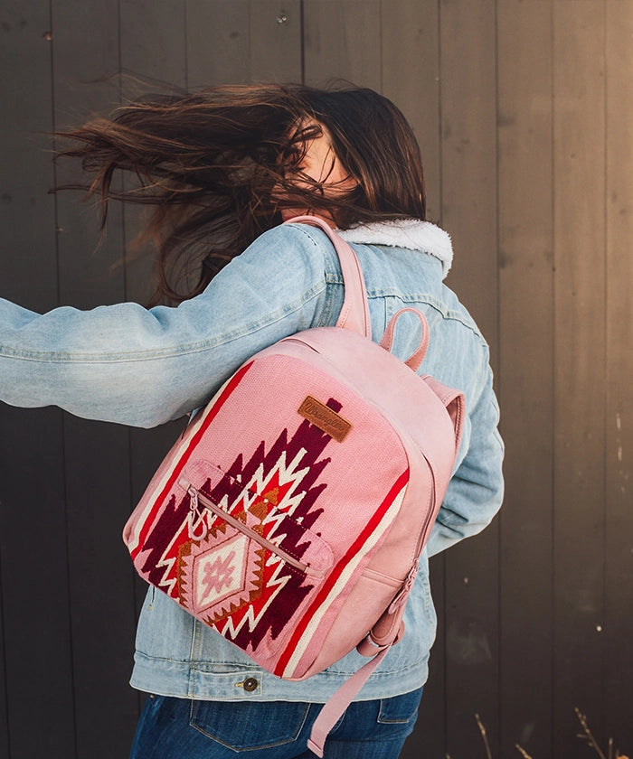 Wrangler Aztec Knitted Backpack - Stylish & Durable College Backpack for Women & Men - Perfect for School, Travel & Outdoor Adventures