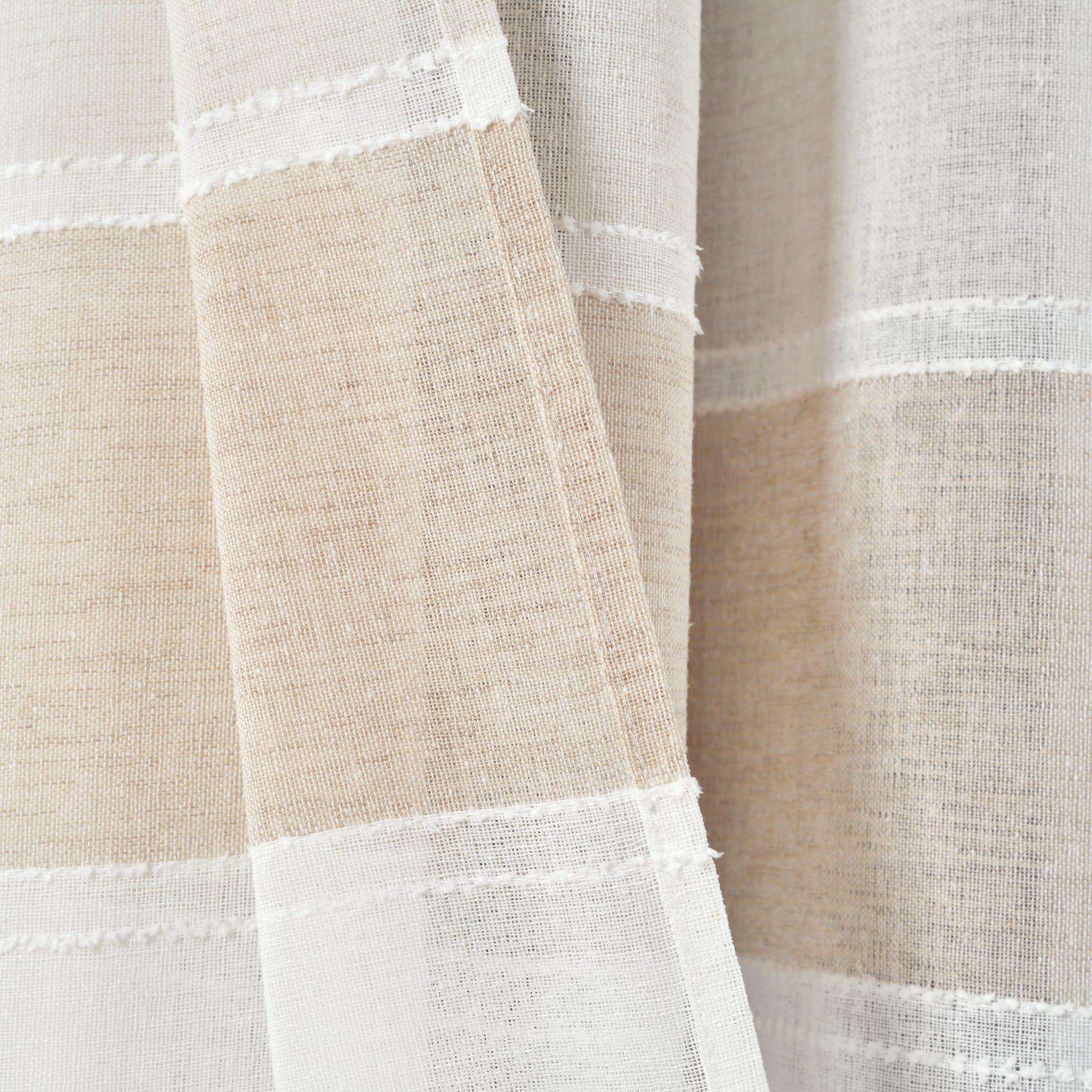 Textured Stripe Grommet Sheer Window Curtain Panel Set - Light Filtering Modern Drapes for Living Room, Bedroom & Office - 2 Panels 84 Inch Length