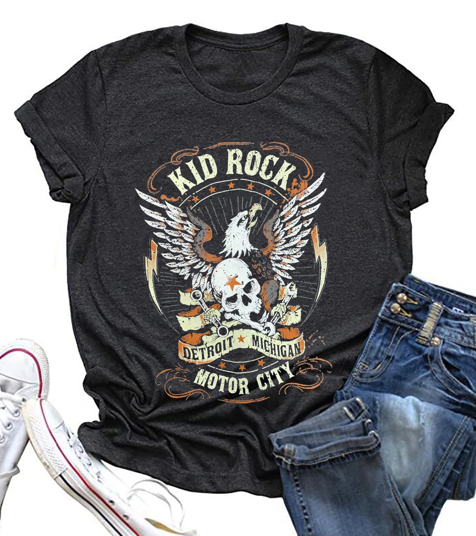 Vintage Rock and Roll T-Shirts for Women - Retro Band Tees, Country Music & Funny Concert Shirts - Soft Cotton Casual Summer Tops for Concerts, Festivals & Everyday Wear
