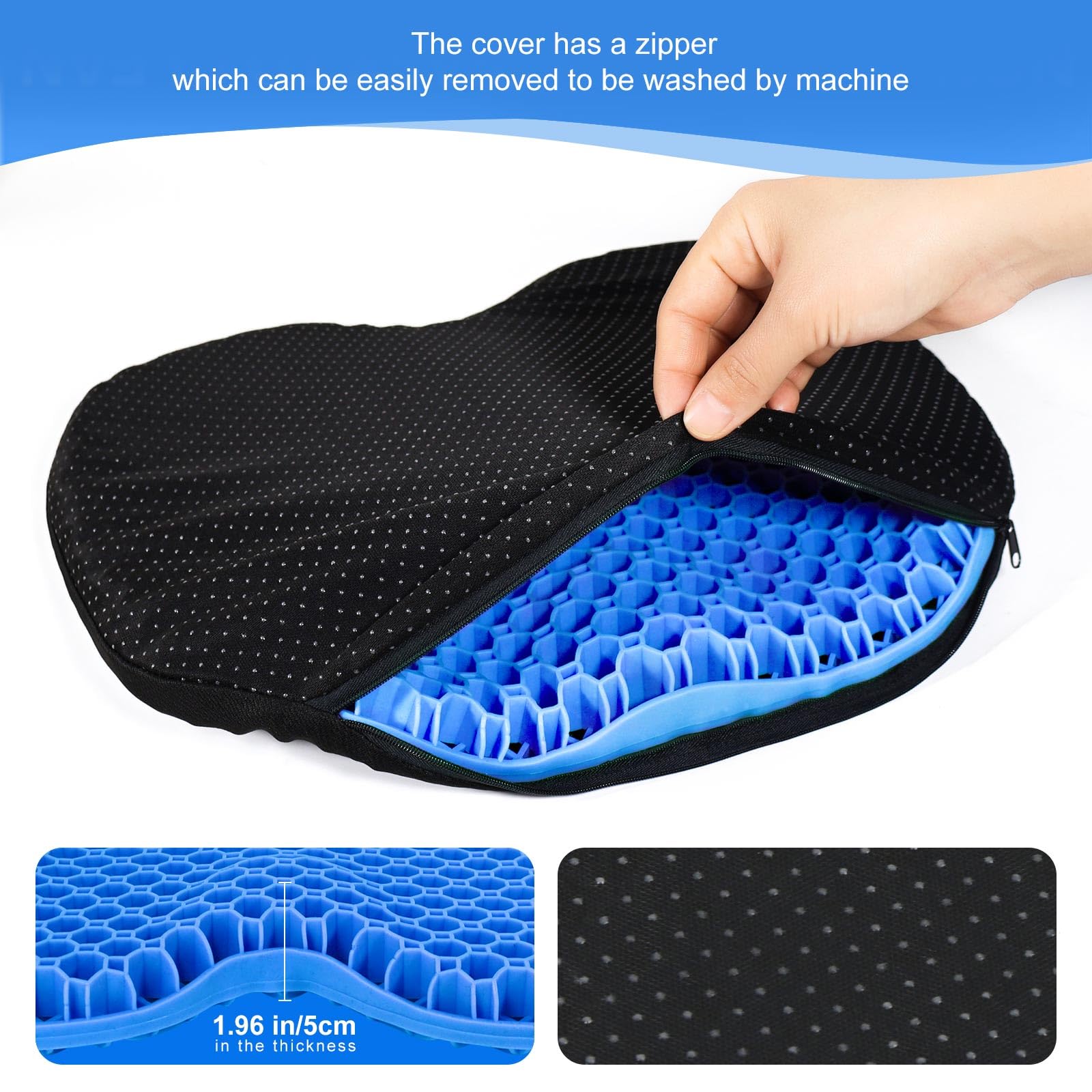 Anti-Slip Kayak Seat Cushion - Thick Waterproof Gel Kayak Seat Pad with Non-Slip Cover for Sit-In & Inflatable Kayaks, Canoes, Boats - Comfortable Fishing Kayak Accessories for Outdoor Water Sports & Adventure