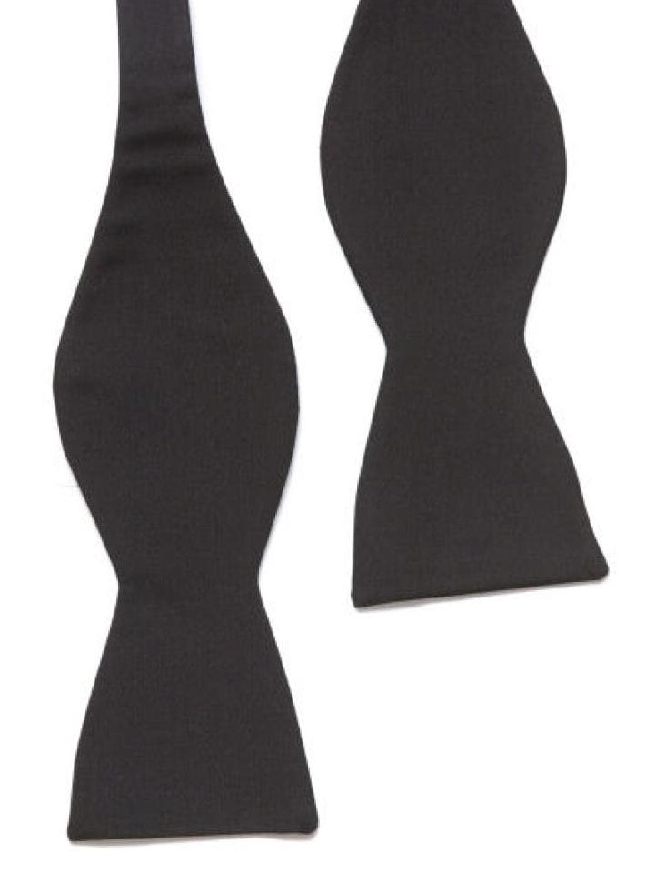LA Smith Self Tie Classic Black Barathea Silk Bow Tie - One Size Fits All - Perfect for Weddings, Prom & Formal Events