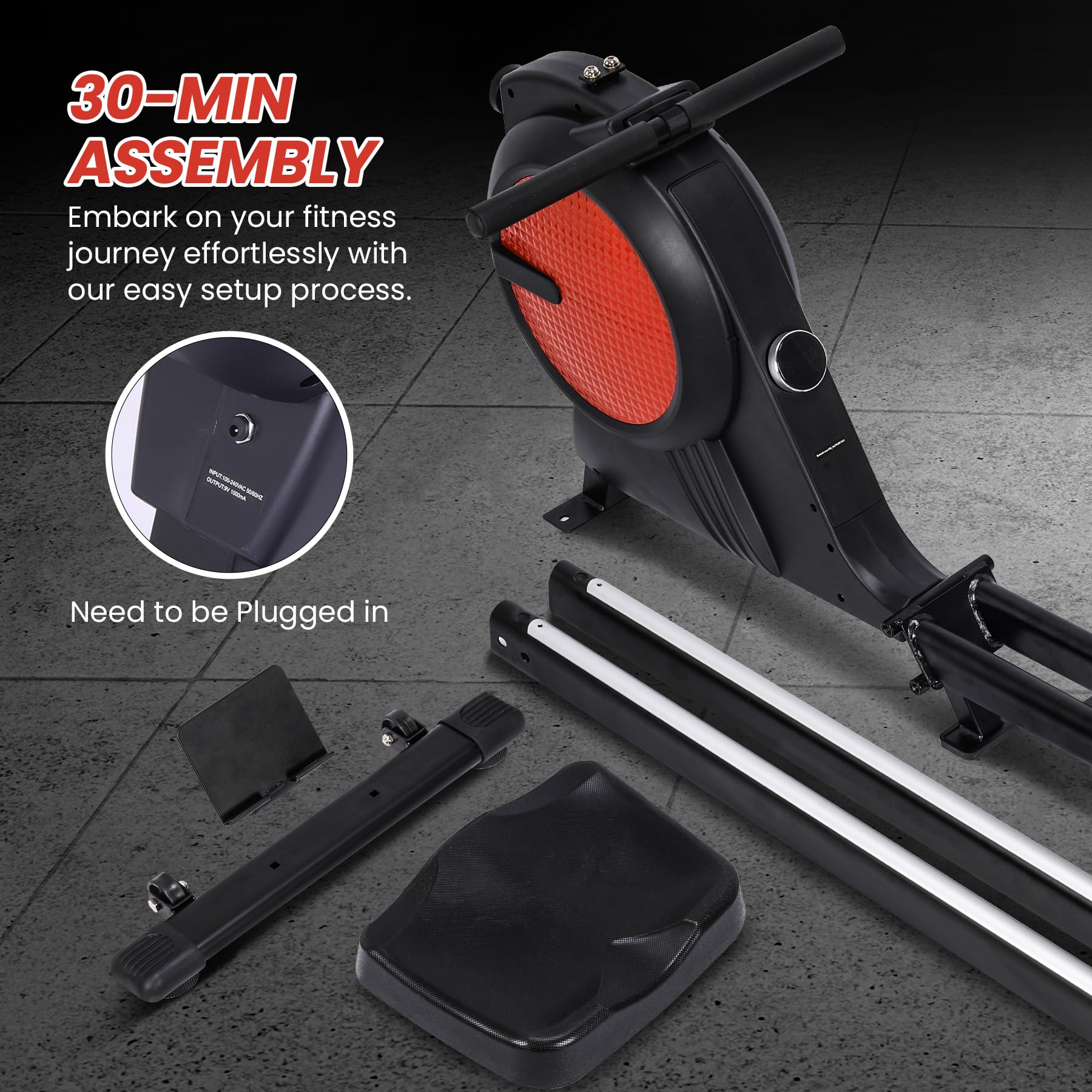 **Magnetic Rowing Machine for Home - 350 LB Weight Capacity, 32-Level Quiet Resistance, Dual Slide Rail, App Supported - Perfect for Home Gym, Cardio Workouts & Full-Body Training**