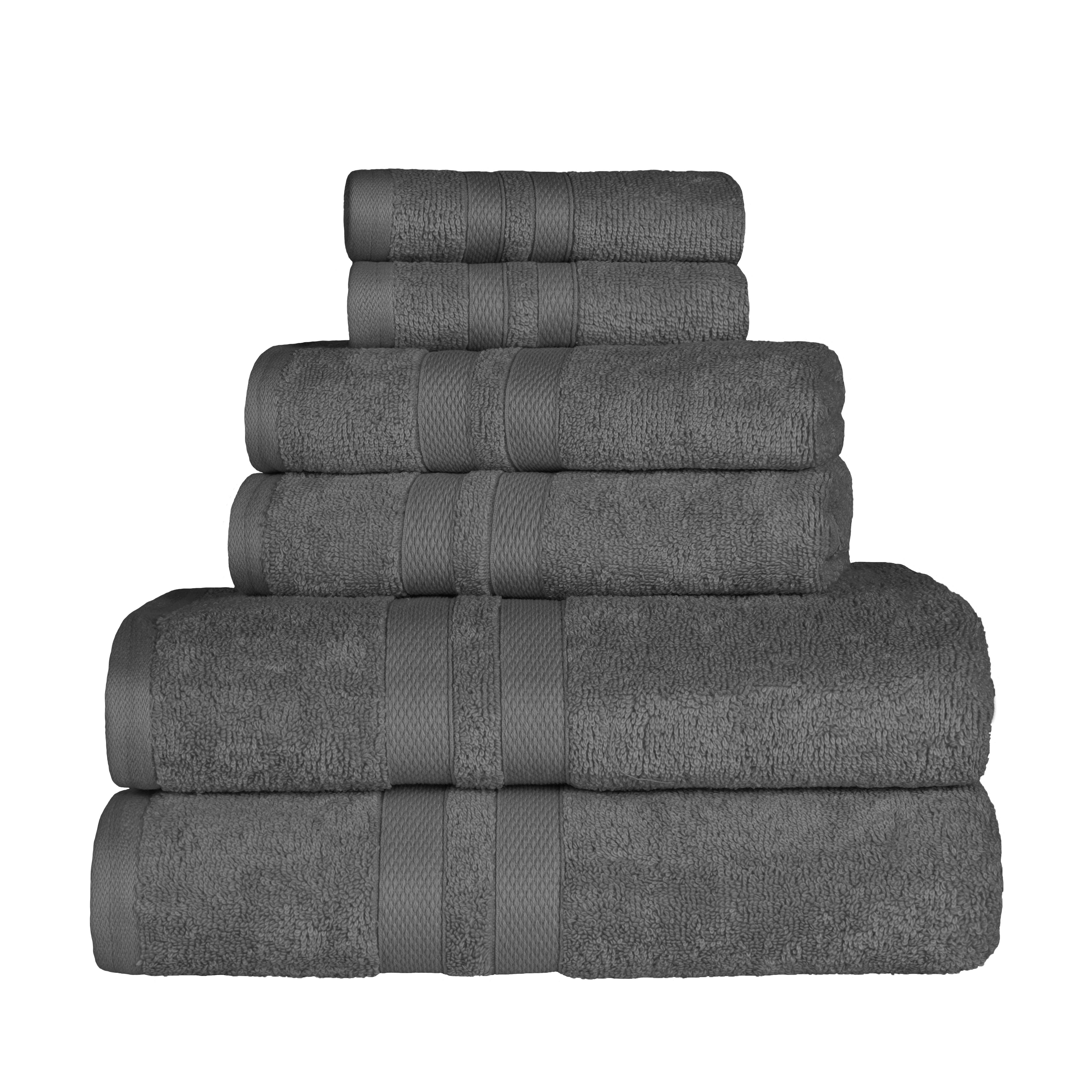 Ultra Soft Cotton Absorbent Bath Towel Set - 6 Piece Solid Color Collection for Spa, Gym & Luxury Home Use