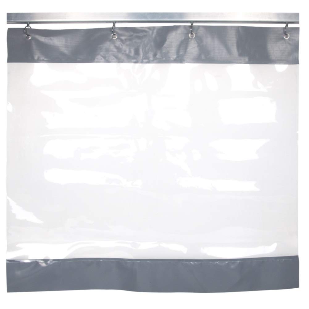 LSXIAO Heavy Duty 0.5mm Clear Gray PVC Waterproof Curtain - 2.2x2.5m Commercial Grade Transparent Tarp with Rustproof Grommets for Patio Enclosure, Balcony Awning, Car Wash Canopy & Outdoor Protection