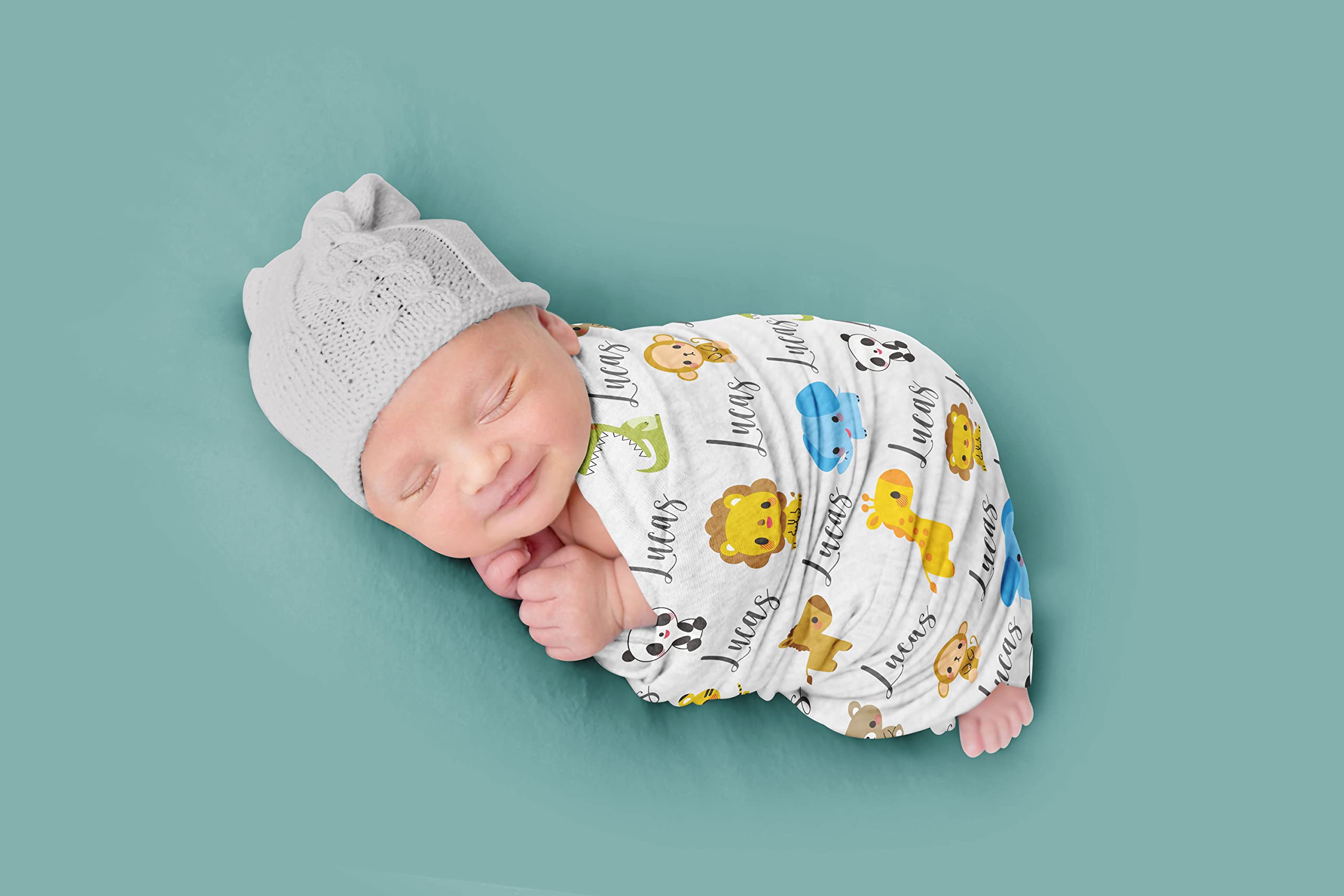 Personalized Baby Blankets with Name - Custom Newborn Boy Blanket Set Including Swaddle, Onesie & Bib - Soft & Cozy Baby Gift for Shower, Nursery & Photo Shoots