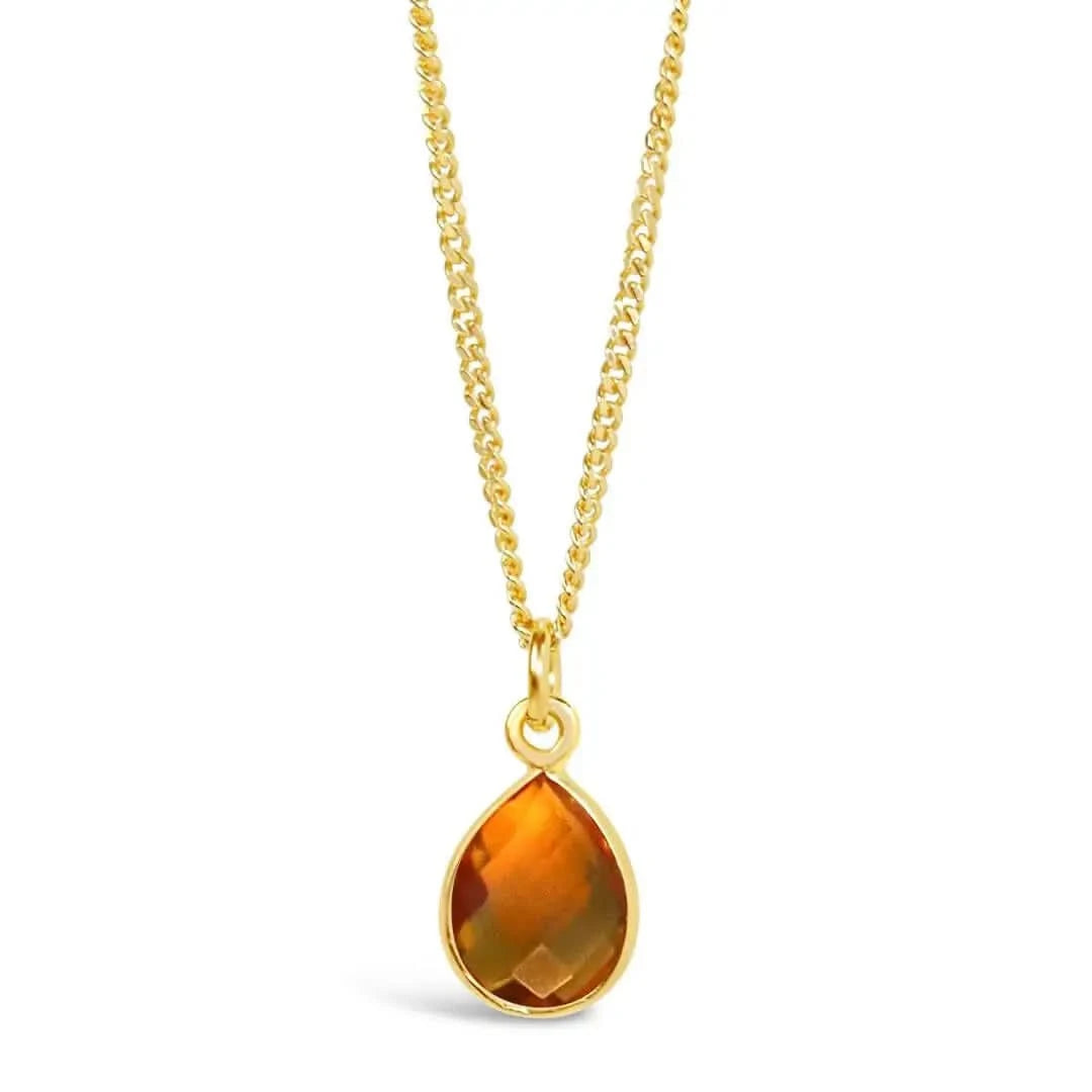 Natural Citrine Gemstone Gold Charm Necklace | November Birthstone Jewelry for Women | Perfect Gift for Birthday, Anniversary & Special Occasions