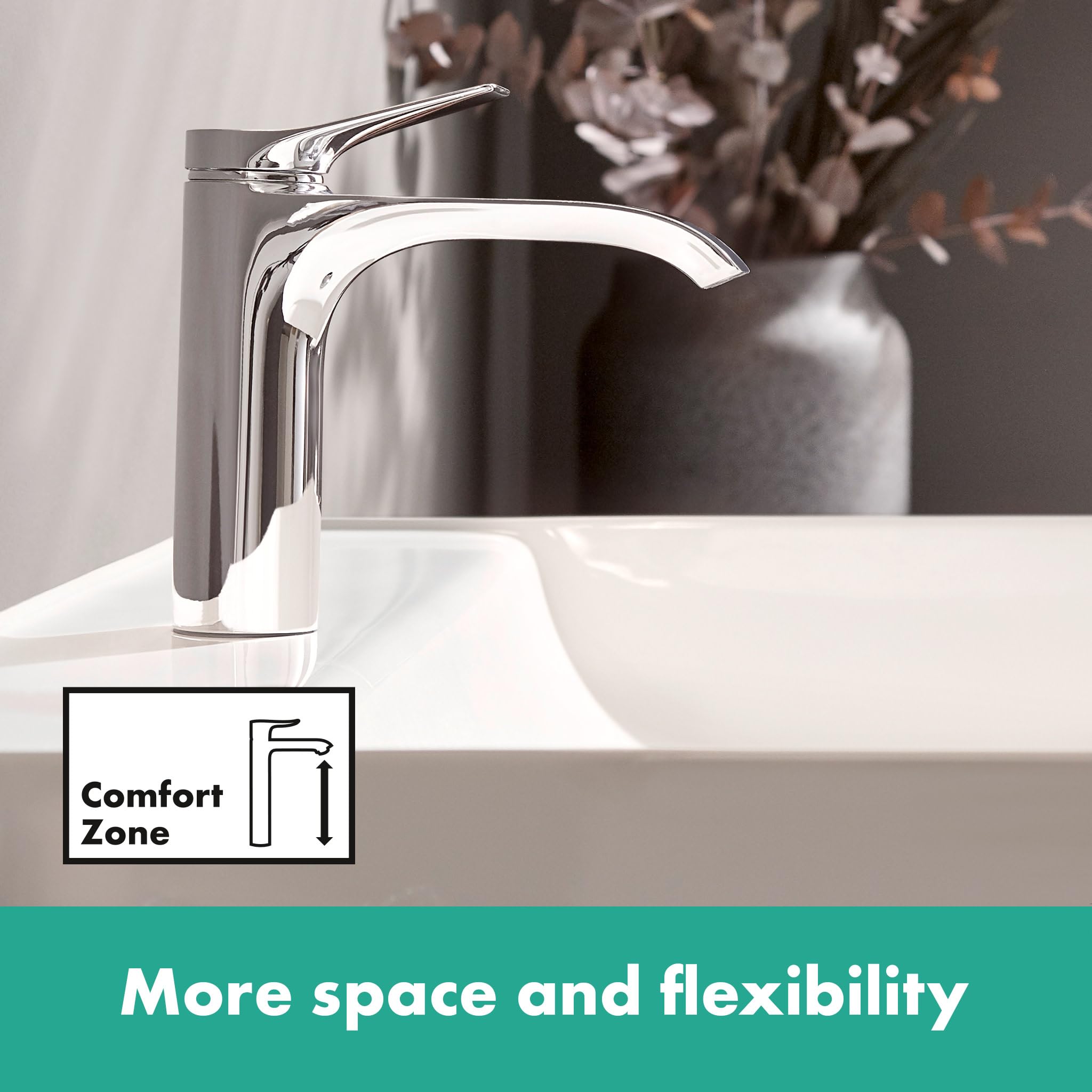 Hansgrohe Vivenis Modern 1-Handle Single Hole 7-Inch Tall Bathroom Sink Faucet in Chrome - 75020001 - Perfect for Small Bathrooms & Powder Rooms