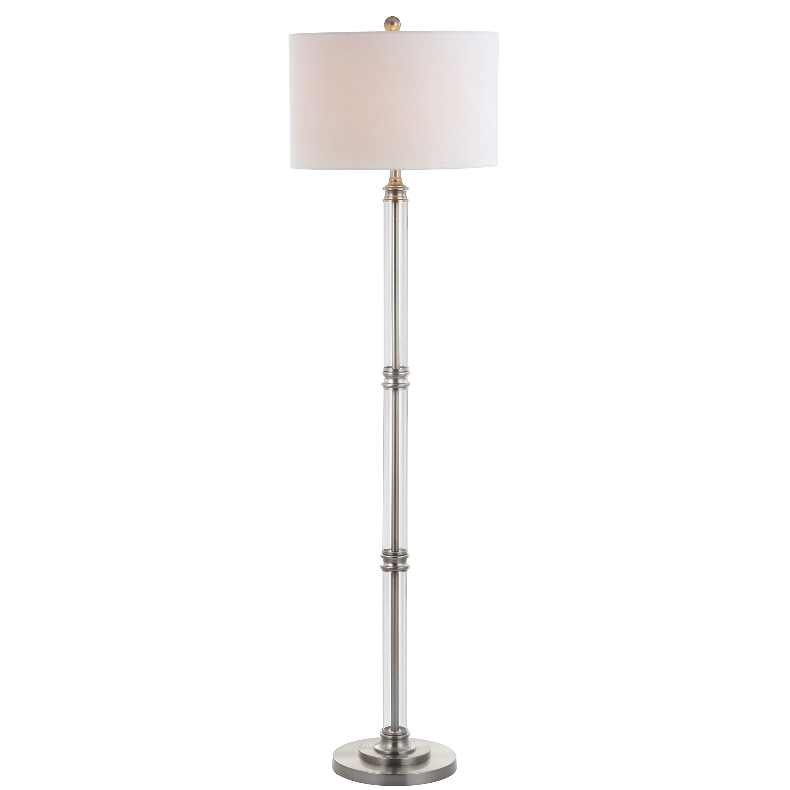 JONATHAN Y JYL3058A 60-Inch Modern Floor Lamp in Polished Nickel with Clear Glass - Contemporary Elegant Lighting for Living Room, Bedroom, Office & Hallway | Perfect for Reading Nook, Home Office & Entryway Decor