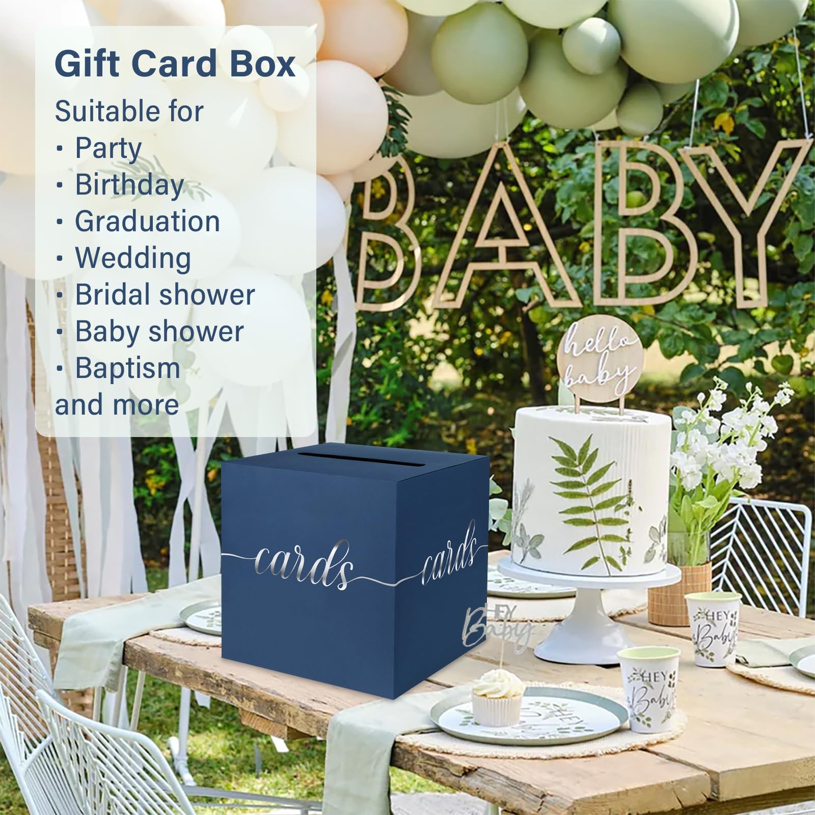 1 Pack Navy Blue and Silver Foil Gift Card Box - 8.7