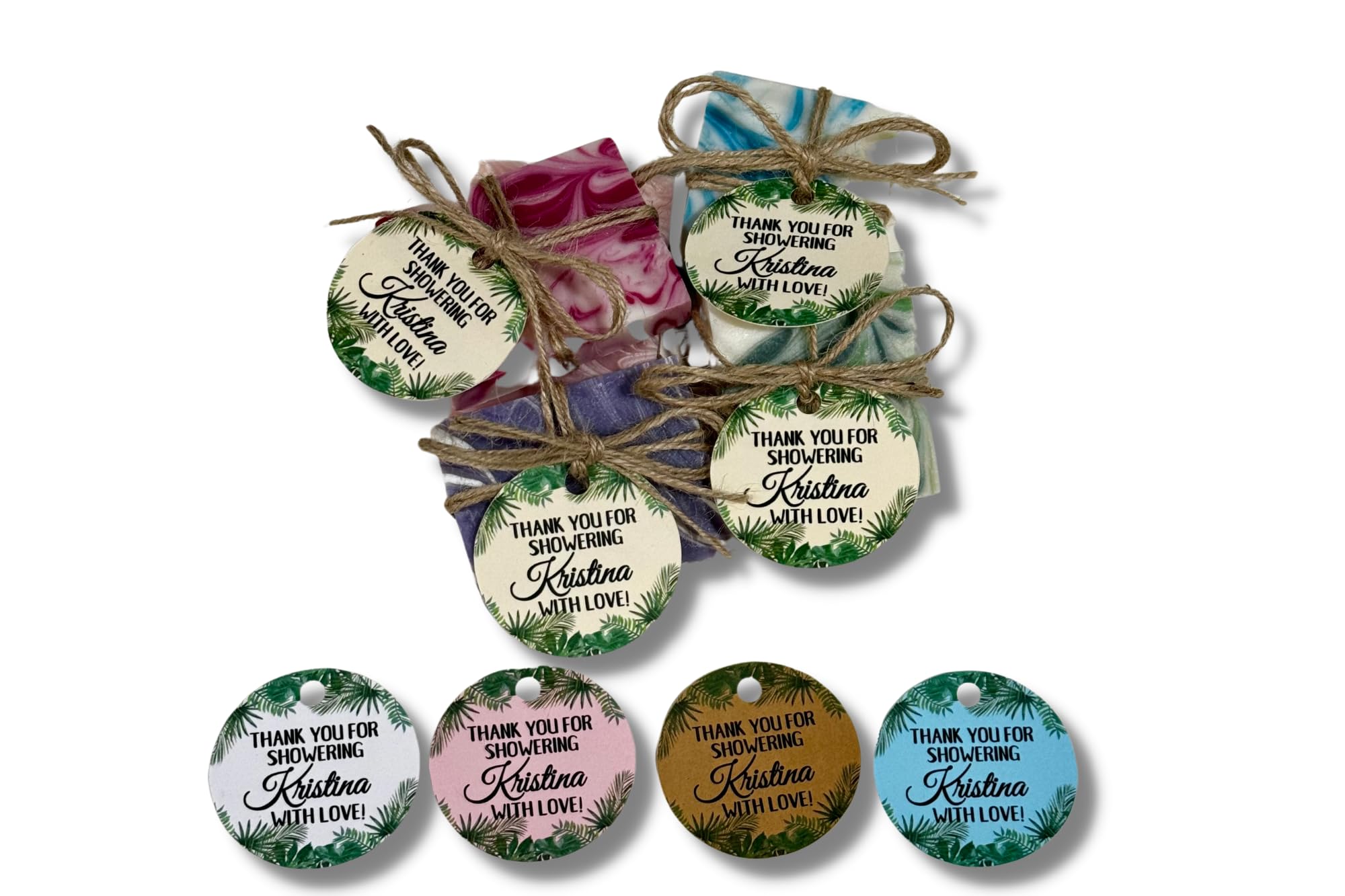 30 Pack Mini Soap Favors for Baby & Bridal Showers - Handmade Twine-Wrapped with Custom Tags - Perfect Wedding, Birthday & Party Gifts