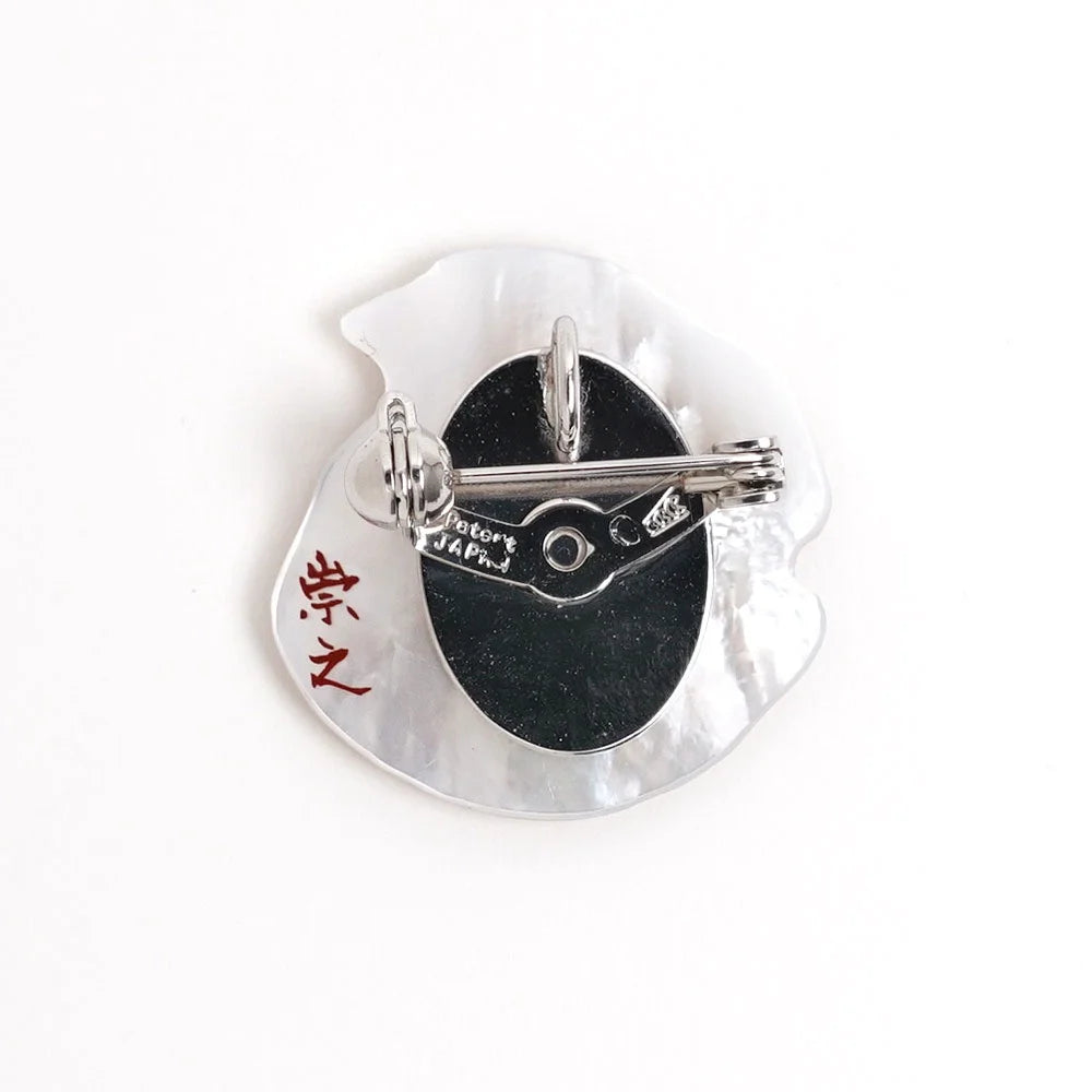 Handcrafted Japanese Maki-e Urushi Lacquer Brooch with White South Sea Pearl Shell - Rabbit Design Traditional Jewelry for Women | Perfect Gift for Special Occasions, Weddings & Formal Events