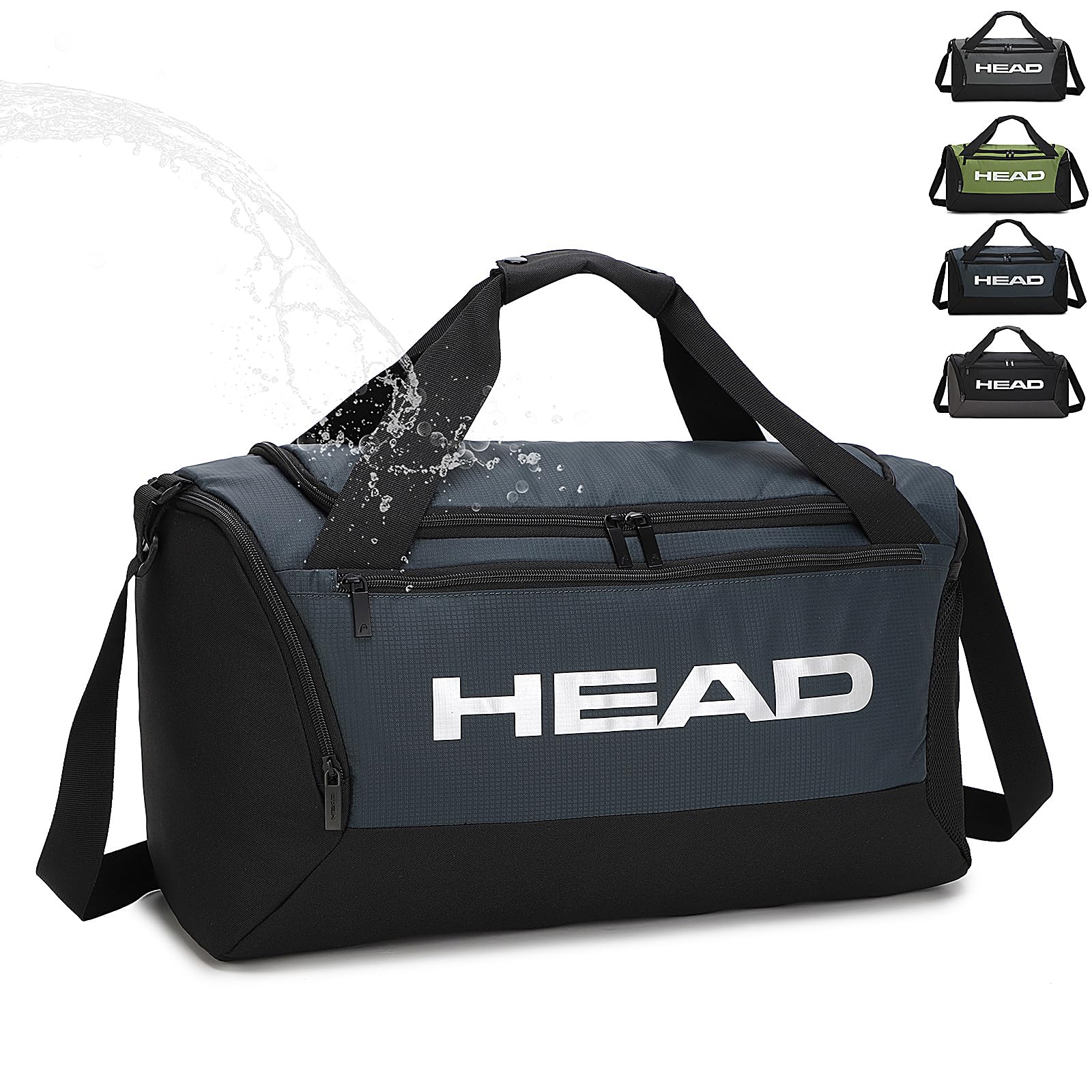 HEAD 45L Waterproof Tennis Duffel Bag for Men - Large Capacity Sports Gym Bag with Shoe Compartment - Lightweight Crossbody Duffle for Workout, Travel & Business - Perfect for Gym, Tennis, Weekend Trips & Overnight Stays
