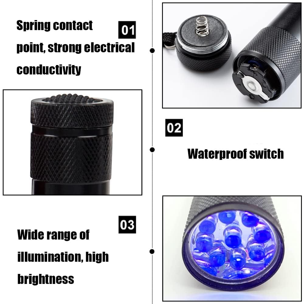 UV Flashlight 395nm - 9 LED Pet Urine Detector for Dogs, Cats & Bed Bugs