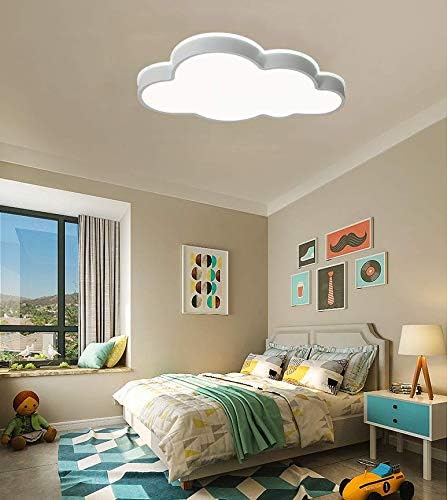 Modern Dimmable Acrylic LED Ceiling Light with Remote - Cloud Shaped Flush Mount Lighting Fixture for Kids Bedroom, Nursery, Living Room (25.5'', Stepless Dimming) - Perfect for Children's Room Decor & Playroom Ambiance