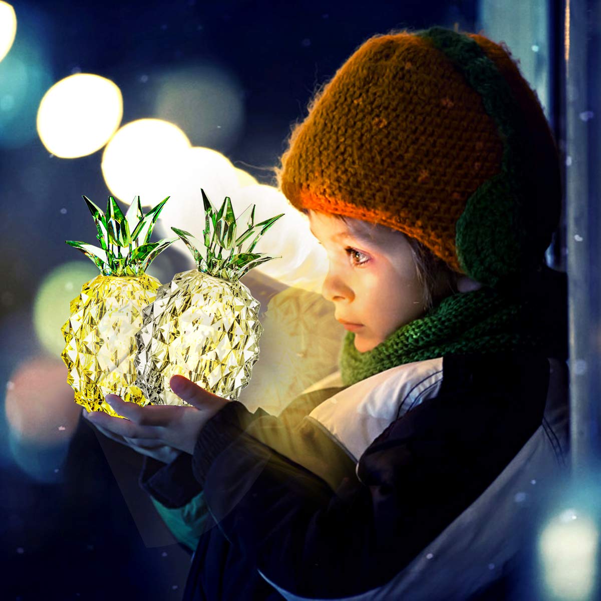 ANGELLOONG Pineapple Night Lights - 2 Pack LED Table Lamps for Bedroom Decor, Kids Room & Gift Ideas | Perfect for Bedside, Nursery, Living Room & Party Centerpieces
