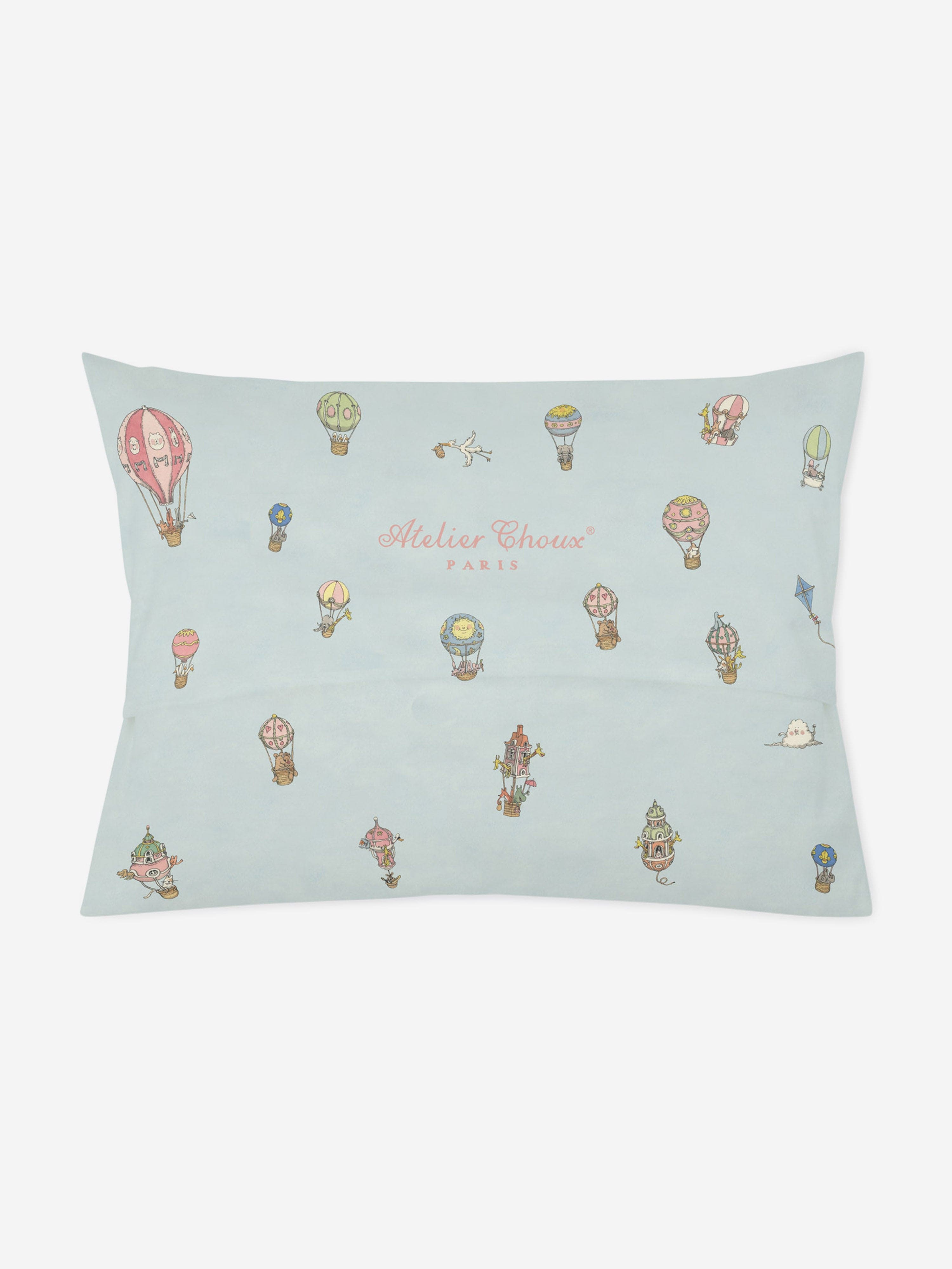 Atelier Choux Baby Satin Monceau Mansion Pillow Cover - Soft Blue 40x40cm Crib Pillowcase for Nursery Decor & Newborn Photography Props