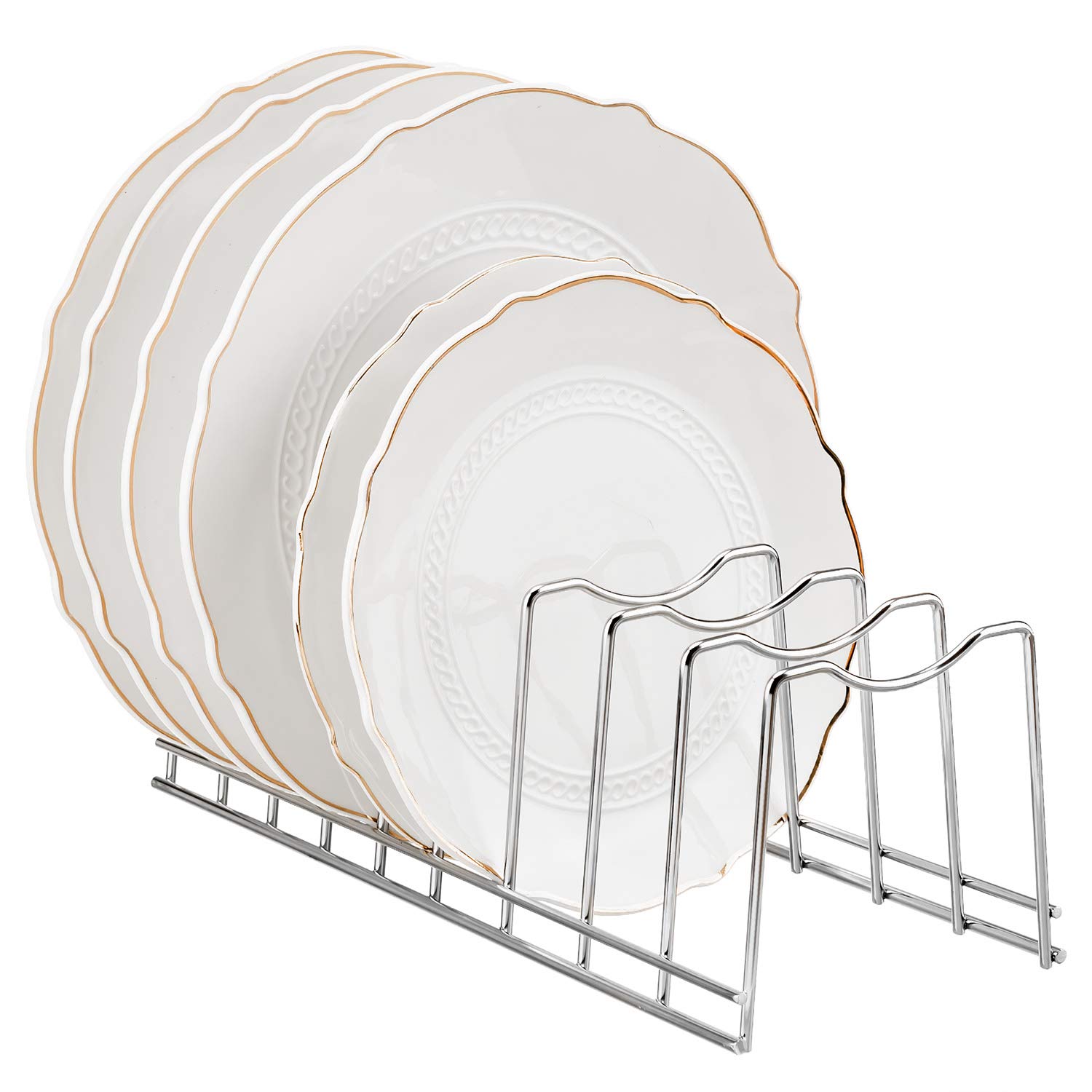 Stainless Steel Kitchen Pot Lid Holder Organizer - Space Saving Rack for Cutting Boards, Bakeware, Reusable Containers & Plates - Perfect for Pantry, Cabinet or Countertop Storage