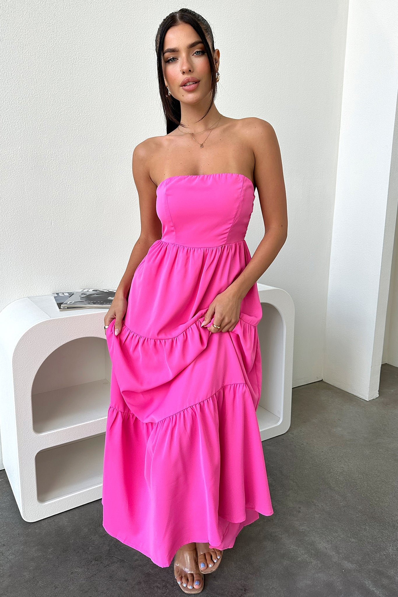 Hailey Maxi Dress for Women - Flowy Pink Long Summer Dress with Side Slits | Perfect for Beach, Vacation, and Casual Outings