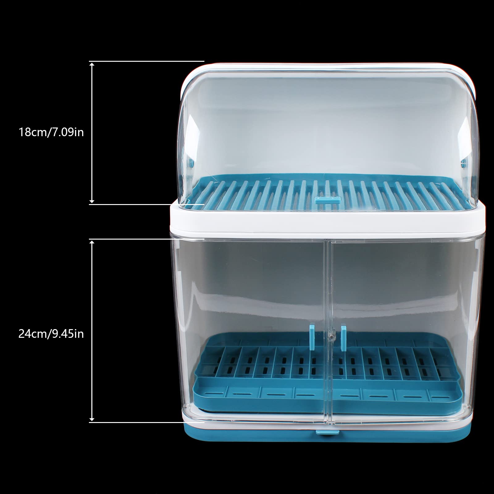 2-Tier Dish Drying Rack with Drain Board & Lid Cover - 17.7