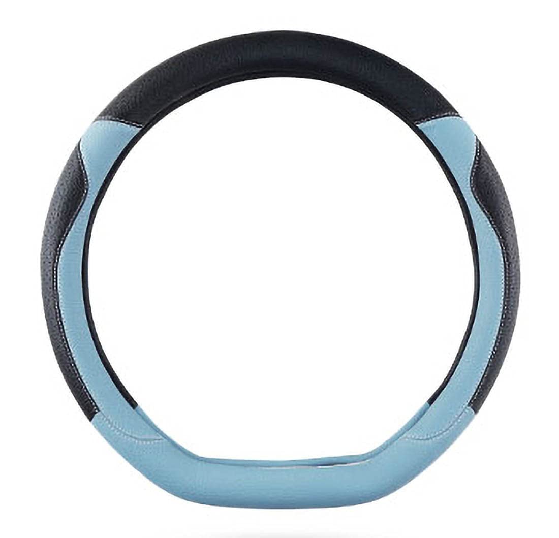 Stylish Cat Ear Leather Steering Wheel Cover for Women - 15 Inch (38cm) Universal D-Shaped Fit - Black & Blue Car Accessory - Perfect for Daily Commute & Road Trips