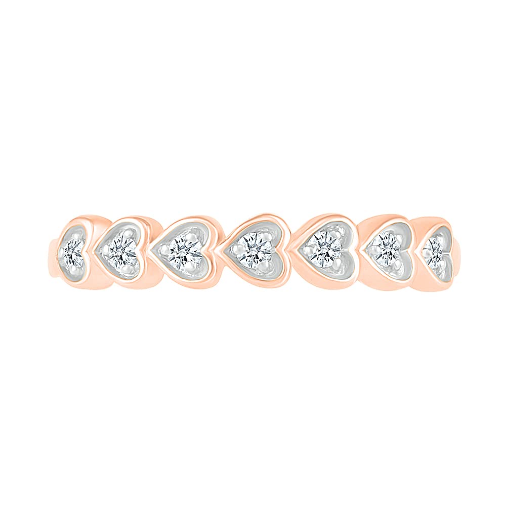 10kt Gold Round White Diamond Fluttering Heart Band Ring (1/10 cttw) - Elegant Jewelry for Women, Perfect Gift for Anniversary, Valentine's Day & Special Occasions