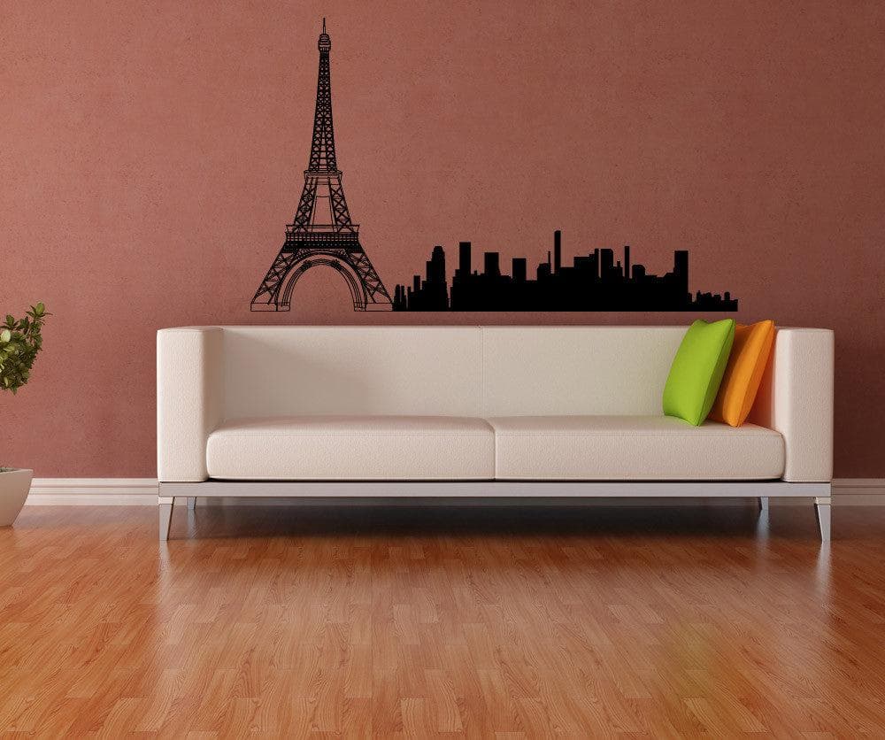 Vinyl Wall Decal Sticker - Paris City Skyline Art #1172 | Removable Home Decor for Living Room, Bedroom & Nursery
