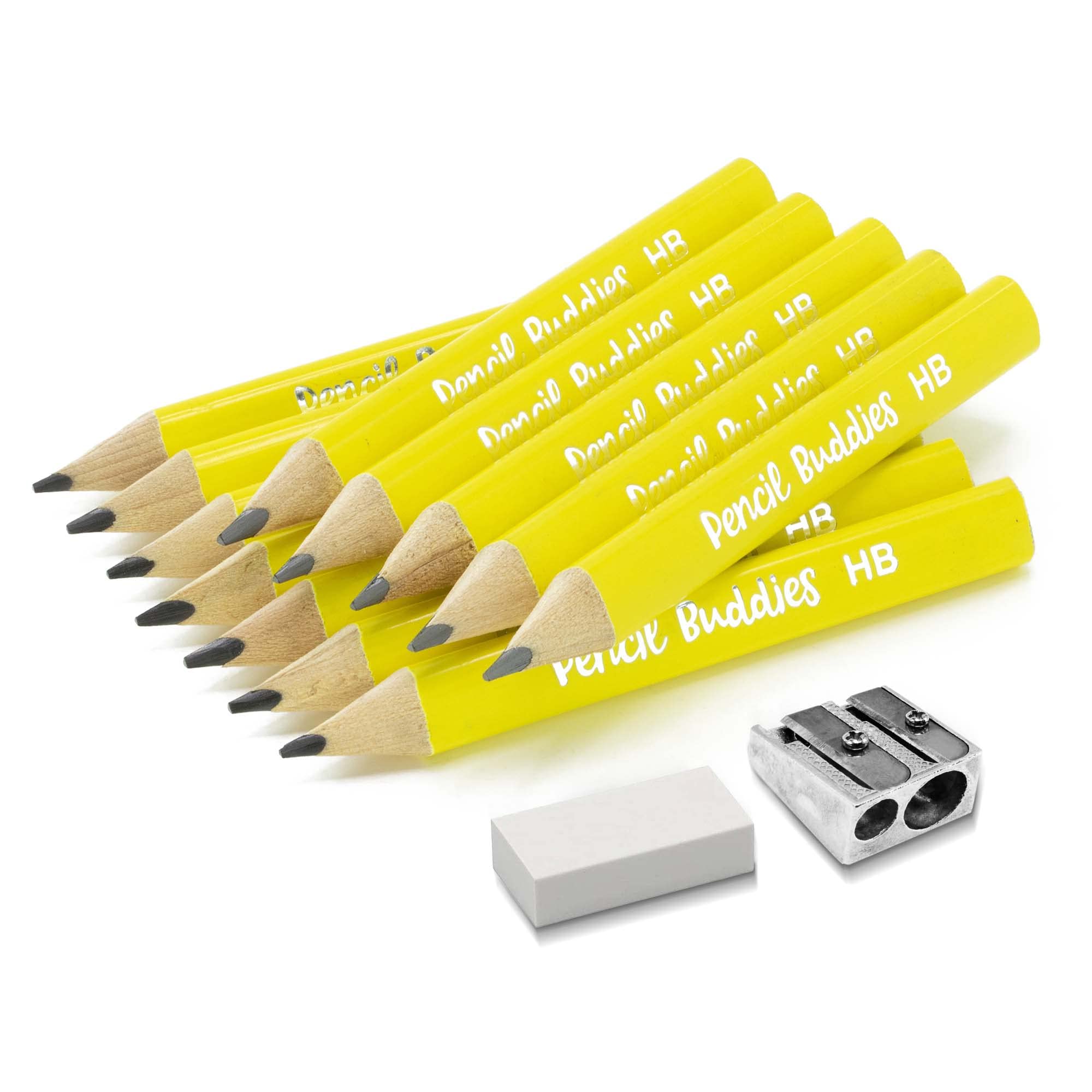 Jumbo Pencils for Kids - 12 Pack #2 Triangle Grip Fat Pencils with Sharpener & Eraser - Perfect for Preschool, Kindergarten & Beginners - Ideal for Writing Practice, Classroom & Homeschooling (Yellow)