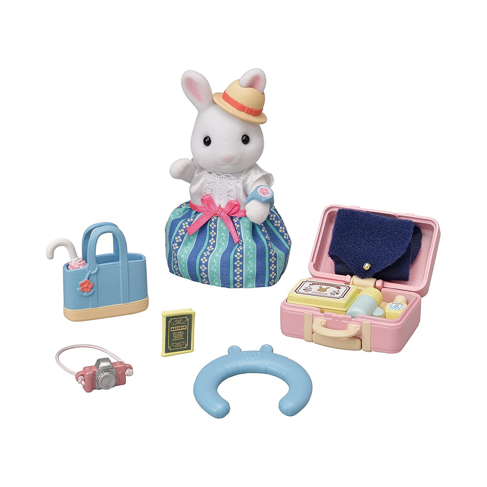 Calico Critters Weekend Travel Emilia Snow Rabbit Figure Set - Perfect for Kids' Pretend Play, Collectibles & Dollhouse Accessories