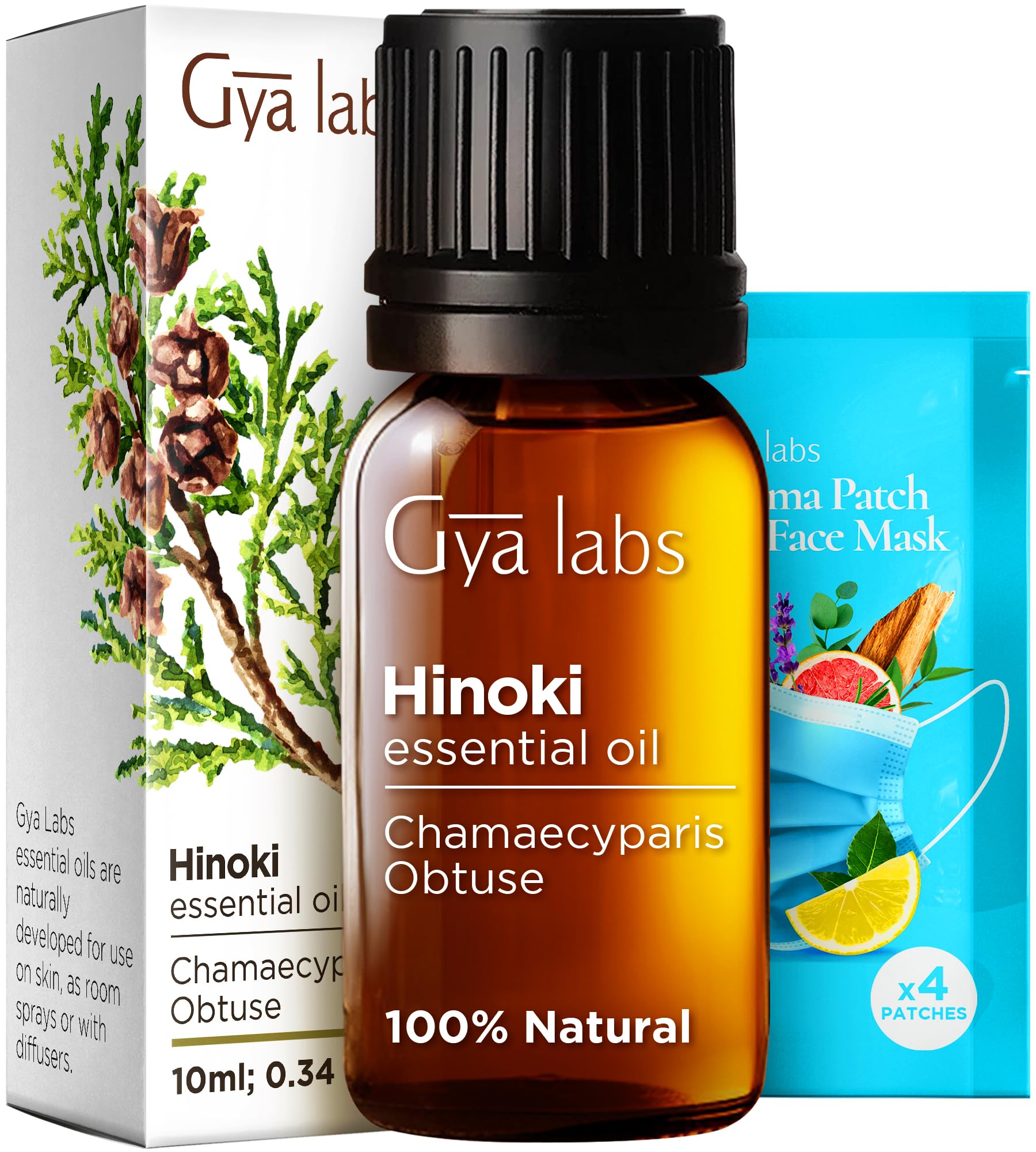 Gya Labs 100% Pure Natural Hinoki Essential Oil - 0.34 Fl Oz for Diffuser, Aromatherapy, Skin & Hair Care, Massage, DIY Candle Making - Relaxing Scent for Spa, Yoga & Home Fragrance