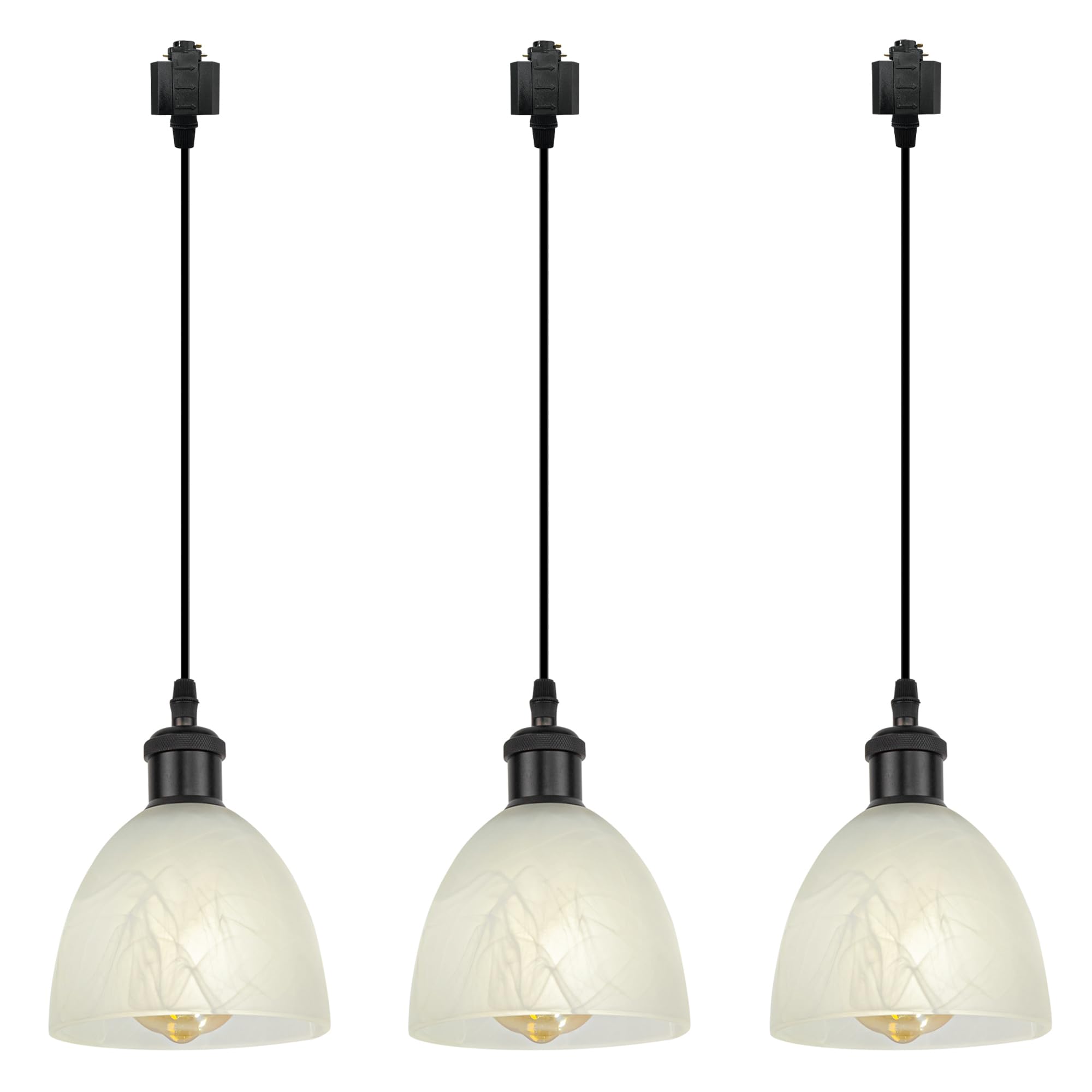Kiven 3-Light H-Shaped Modern Track Lighting Pendant Set - Black Contemporary Track Lights for Kitchen Island, Hallway & Dining Room Decoration