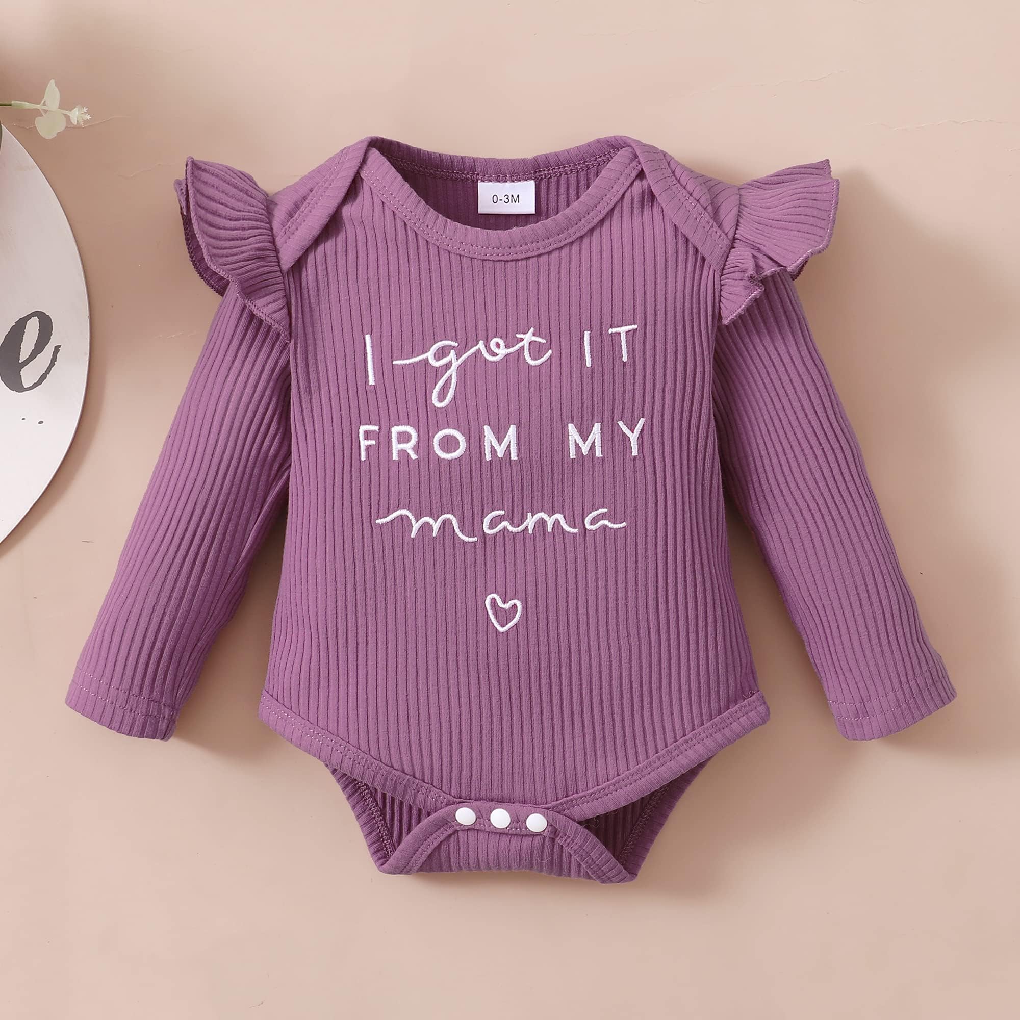 OLLUISNEO Newborn Baby Girl Clothes - Soft Long Sleeve Floral Romper & Pant Set for Infants | Fall Winter Outfits | Perfect for Family Photos, Holiday Gatherings & Daily Wear