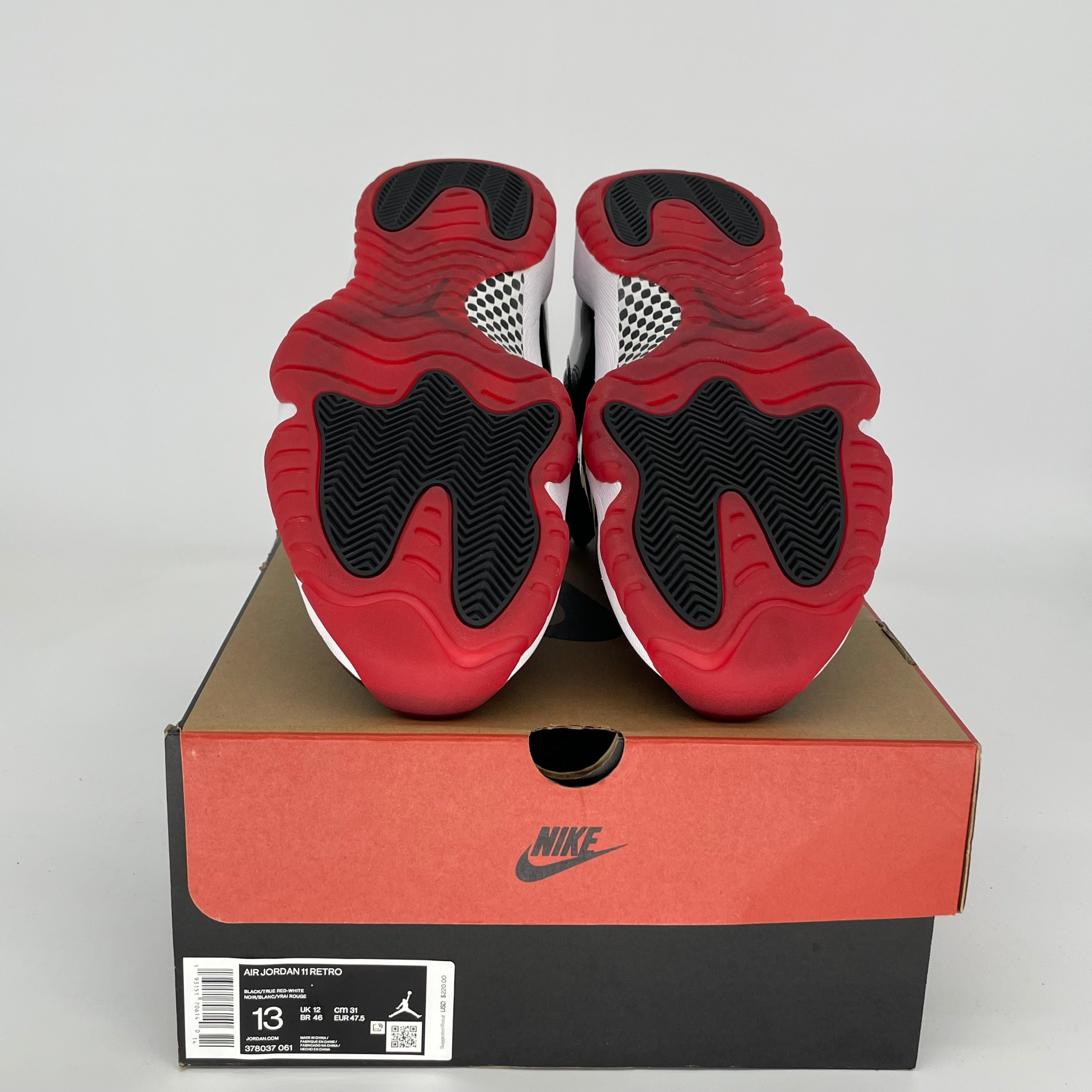 Original Air Jordan 11 Retro 'Bred' Men's Basketball Shoes Size 13 - Black/Red (378037-061) | Limited Edition Sneakers for Collectors & Court Performance