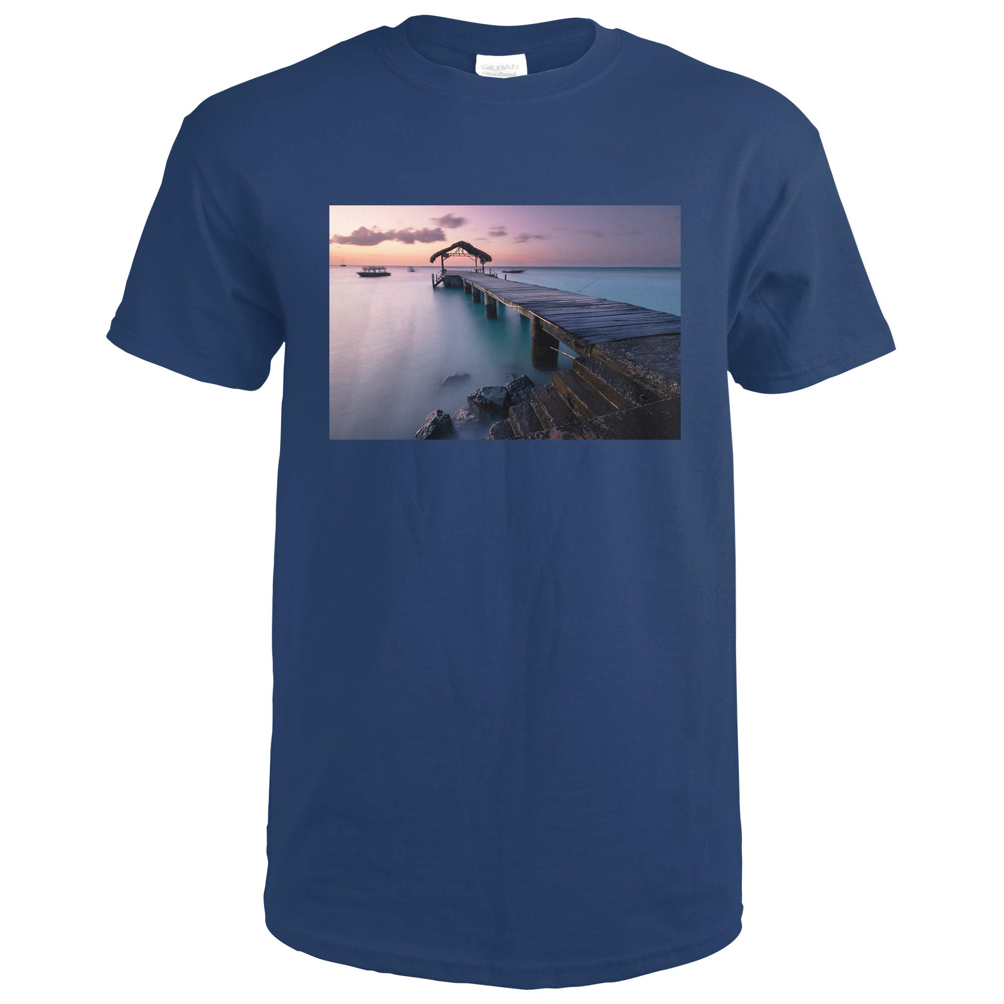 Premium Photography T-Shirt - Dock at Pigeon Point, Trinidad and Tobago Scenic Landscape A-91242 | Travel & Nature Enthusiast Gift